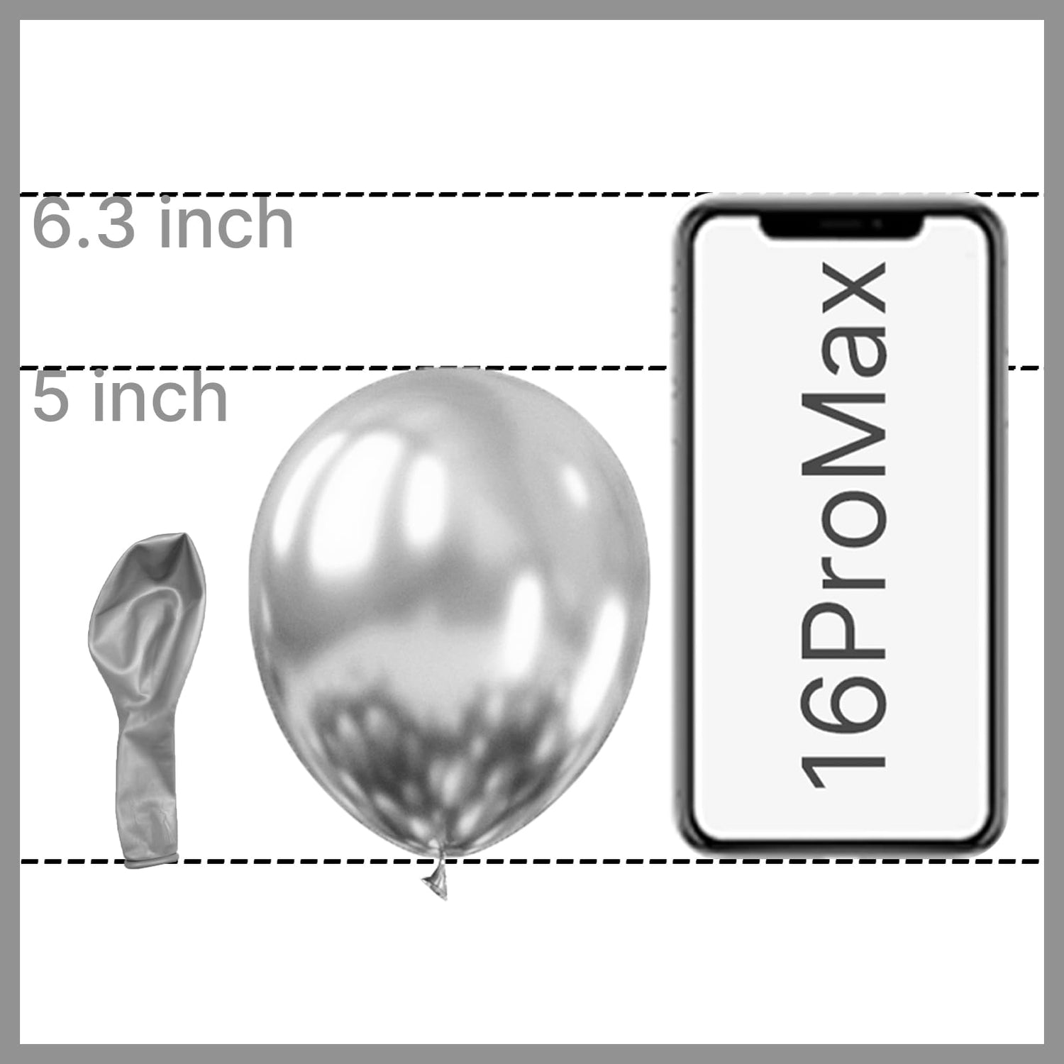 Silver-G102 Metallic Balloons 100pcs (5 inch)