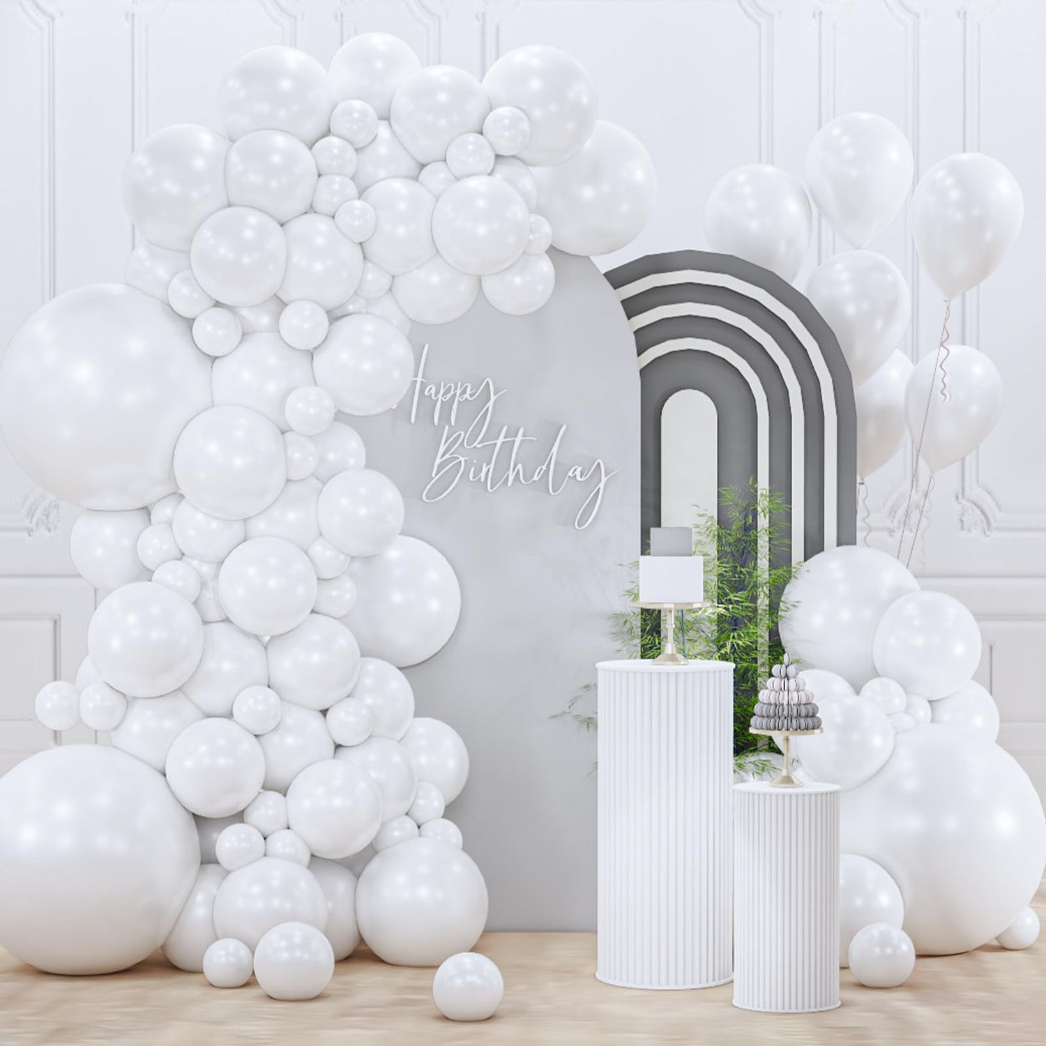 White-Z30 Balloons Arch Kit Garland 128pcs (5/10/12/18 inch)