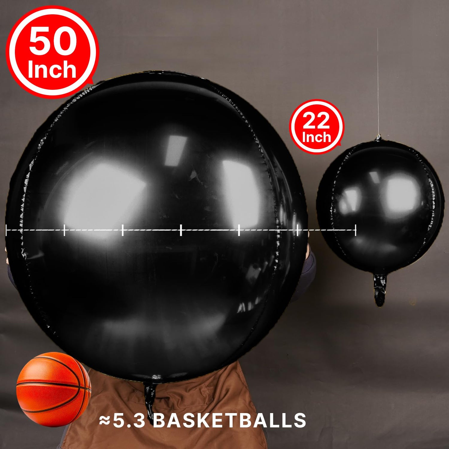Black-LG12 Foil Balloons 3pcs (50 inch)