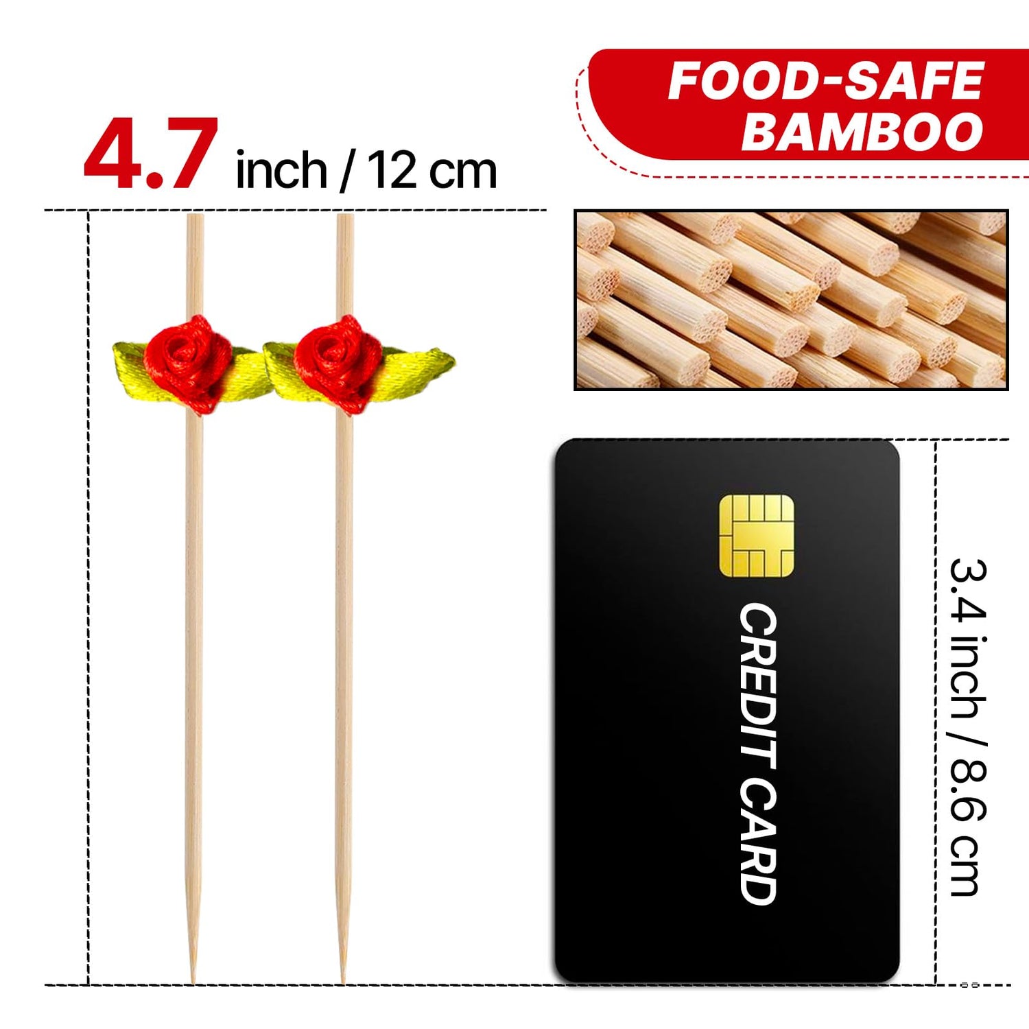 Red-LG04 Cocktail Picks (Bamboo) 100pcs