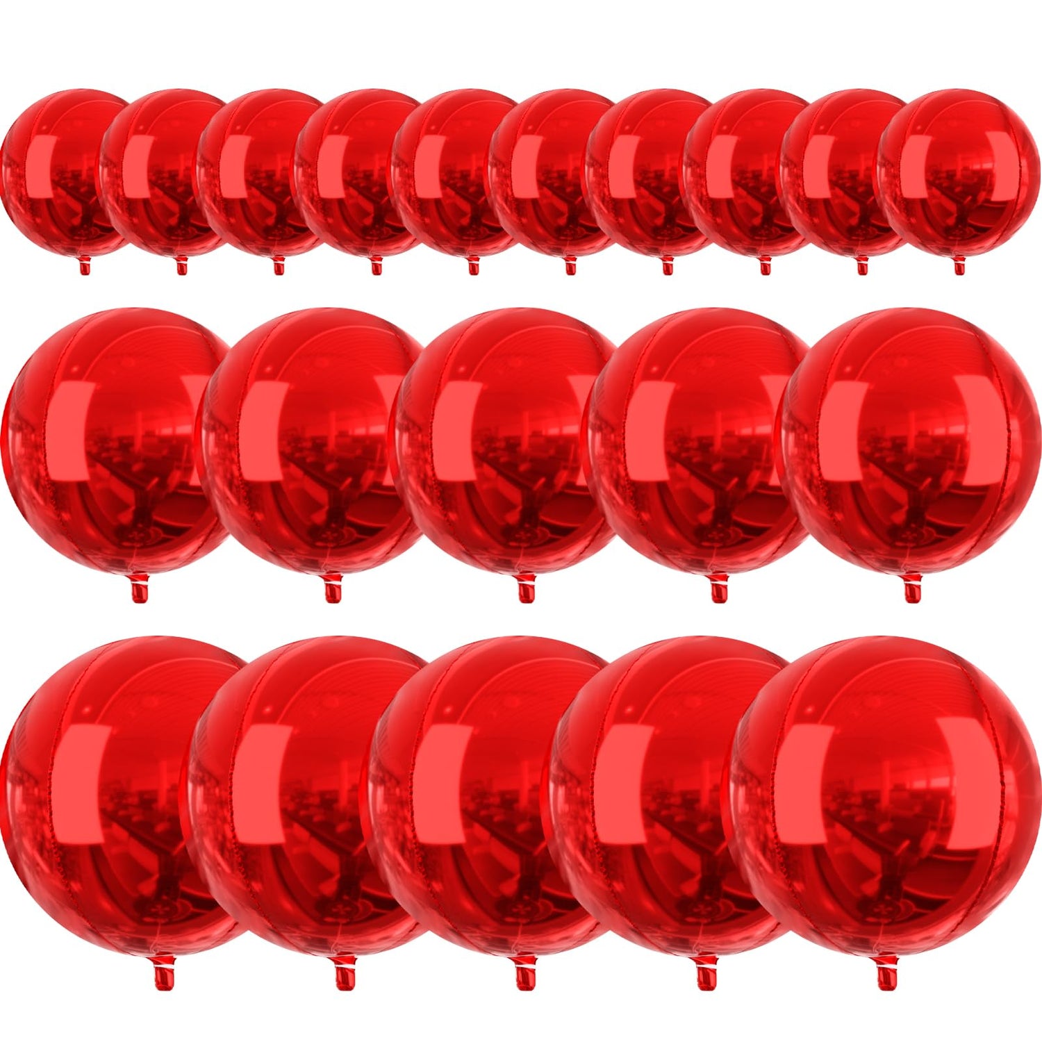 PartyWoo Red Foil Balloons 20pcs Different Sizes Pack of 22 15 10 Inch Large Round Foil 4D Inflatable Mirror Ball Mylar Balloons for Graduation Birthday Anniversary Casino Party Decorations
