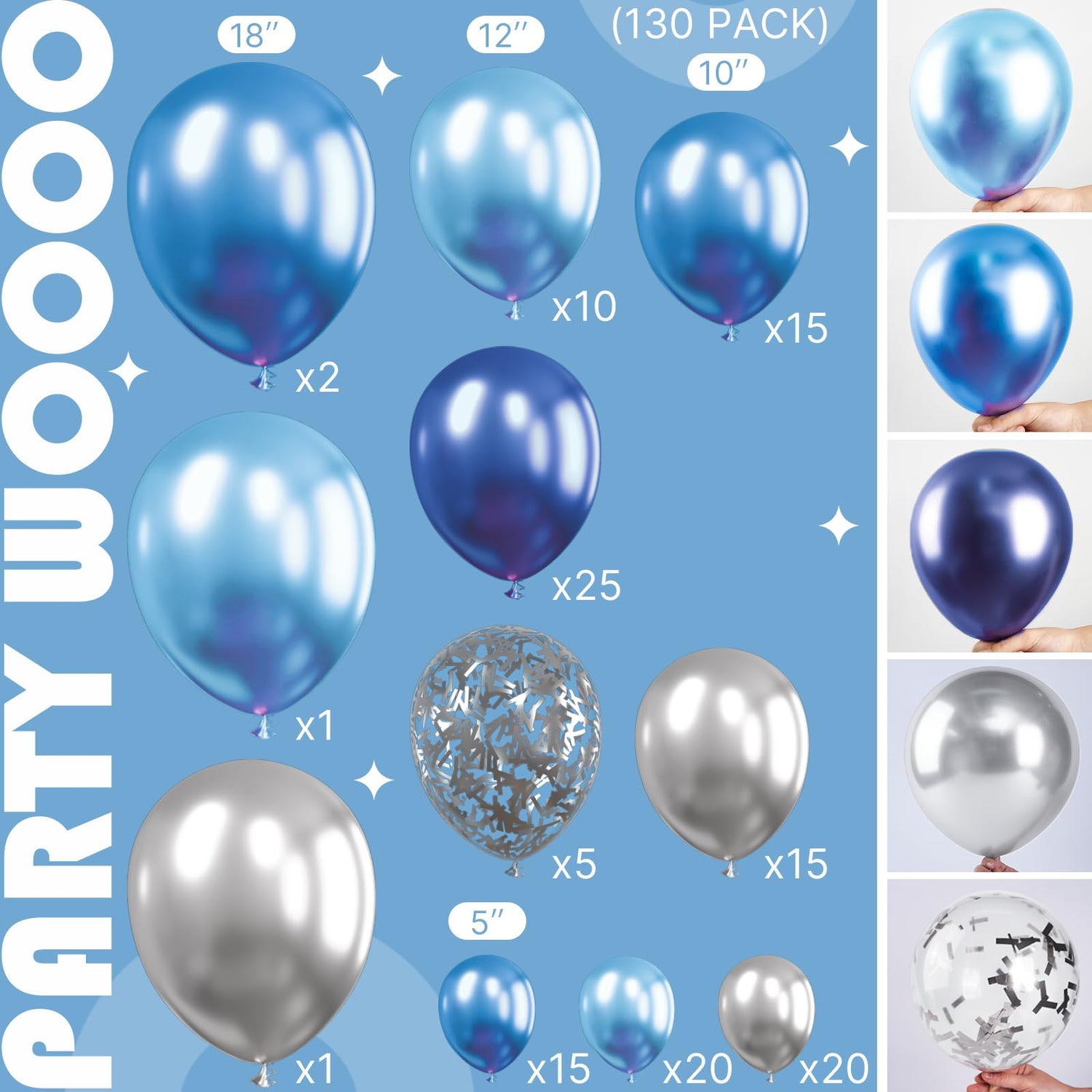 Blue Ombre Balloons Arch Kit Garland 130pcs (5/10/12/18 inch)