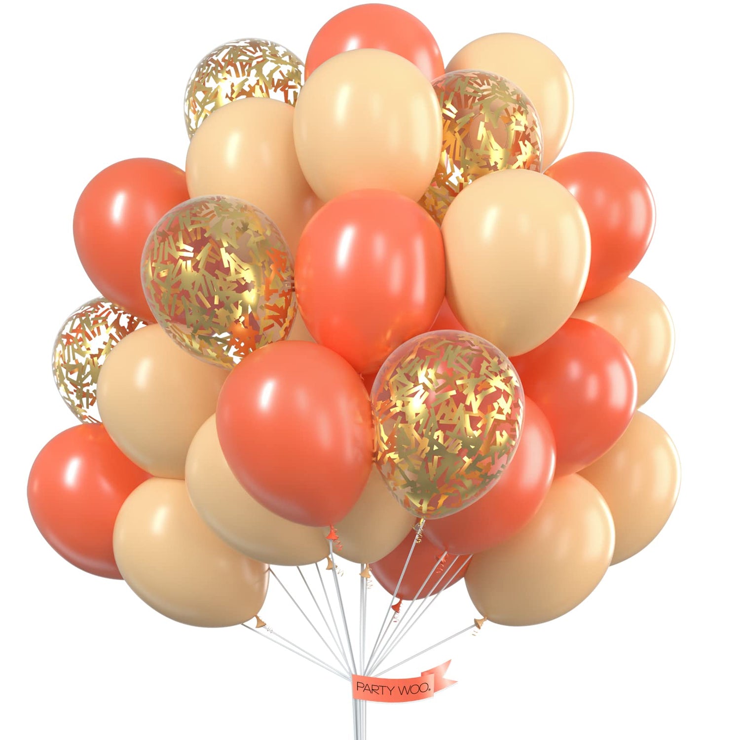 Coral Red & Nude Balloons 66pcs