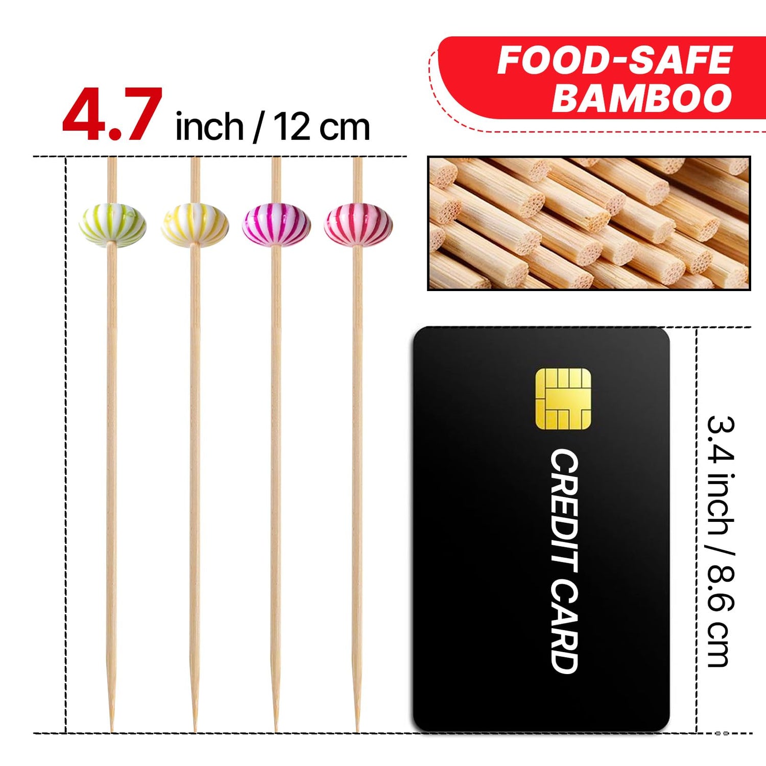 Multicolored Cocktail Picks (Bamboo) 100pcs