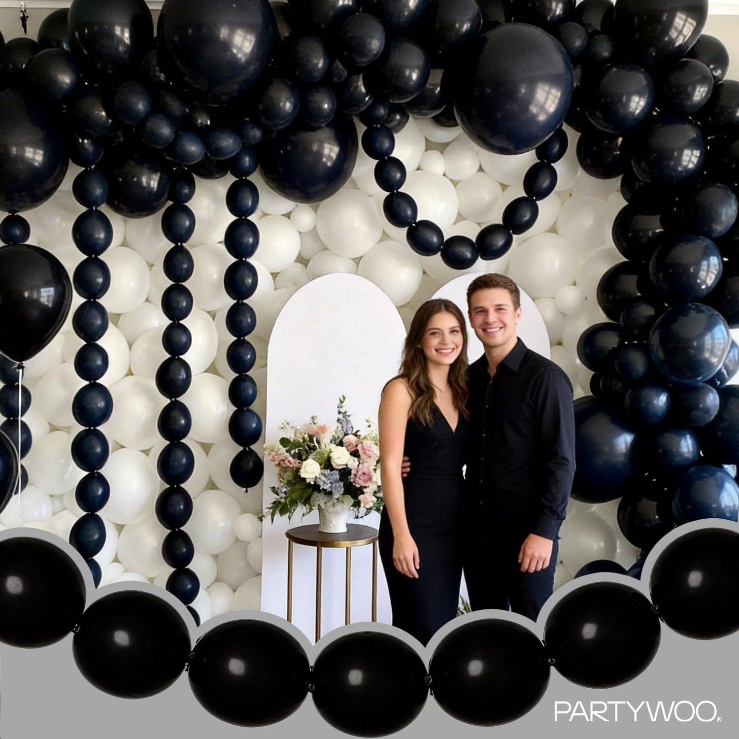 Black-Y18 Linking Balloons 100pcs (6 inch)