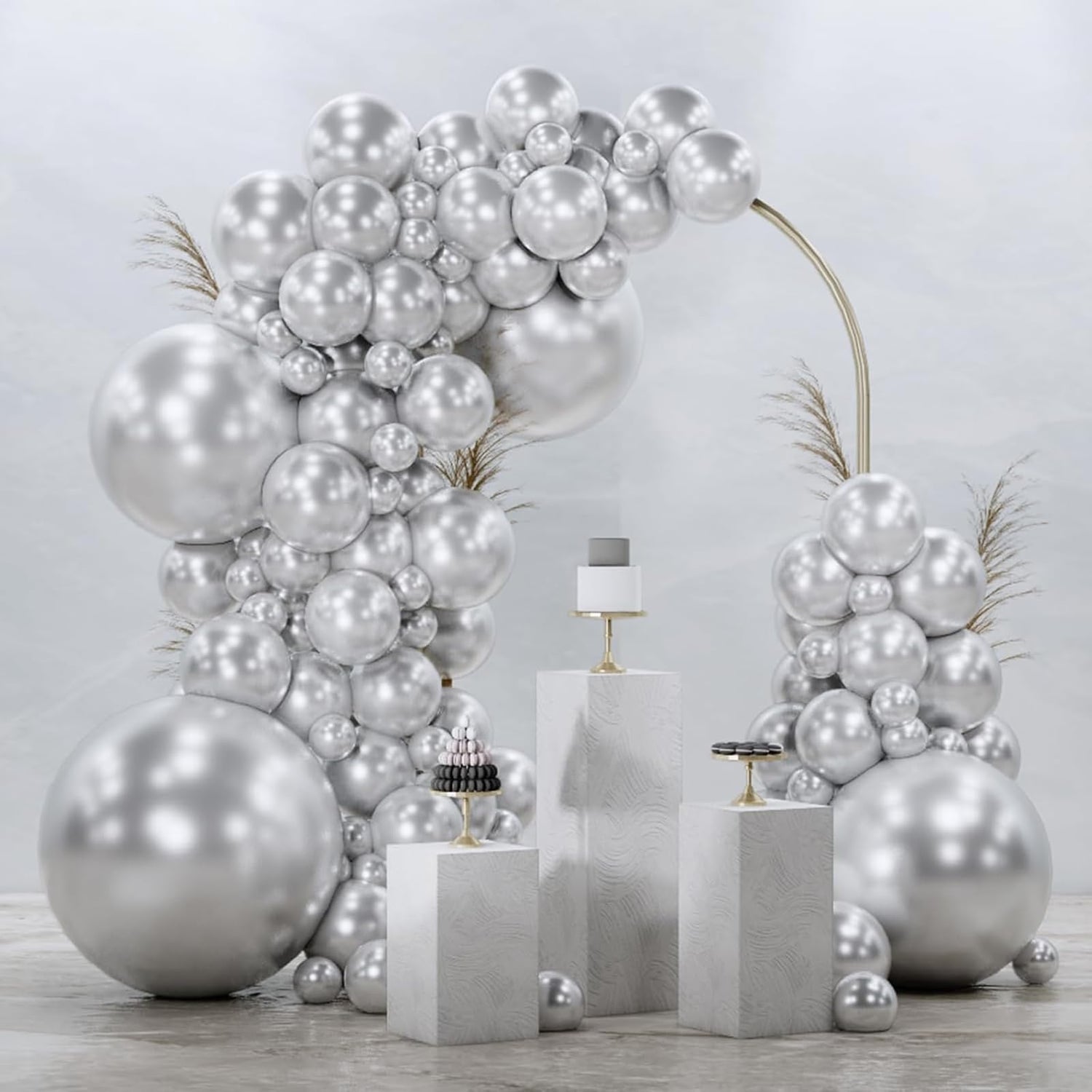 Silver-G102 Metallic Balloons Arch Kit Garland 99pcs (5/10/12/18/36 inch)
