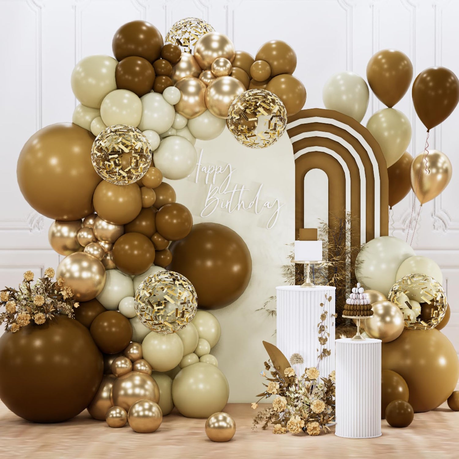 Vintage Earth Tone Ombre Balloons Arch Kit Garland 140pcs (5/10/12/18 inch)