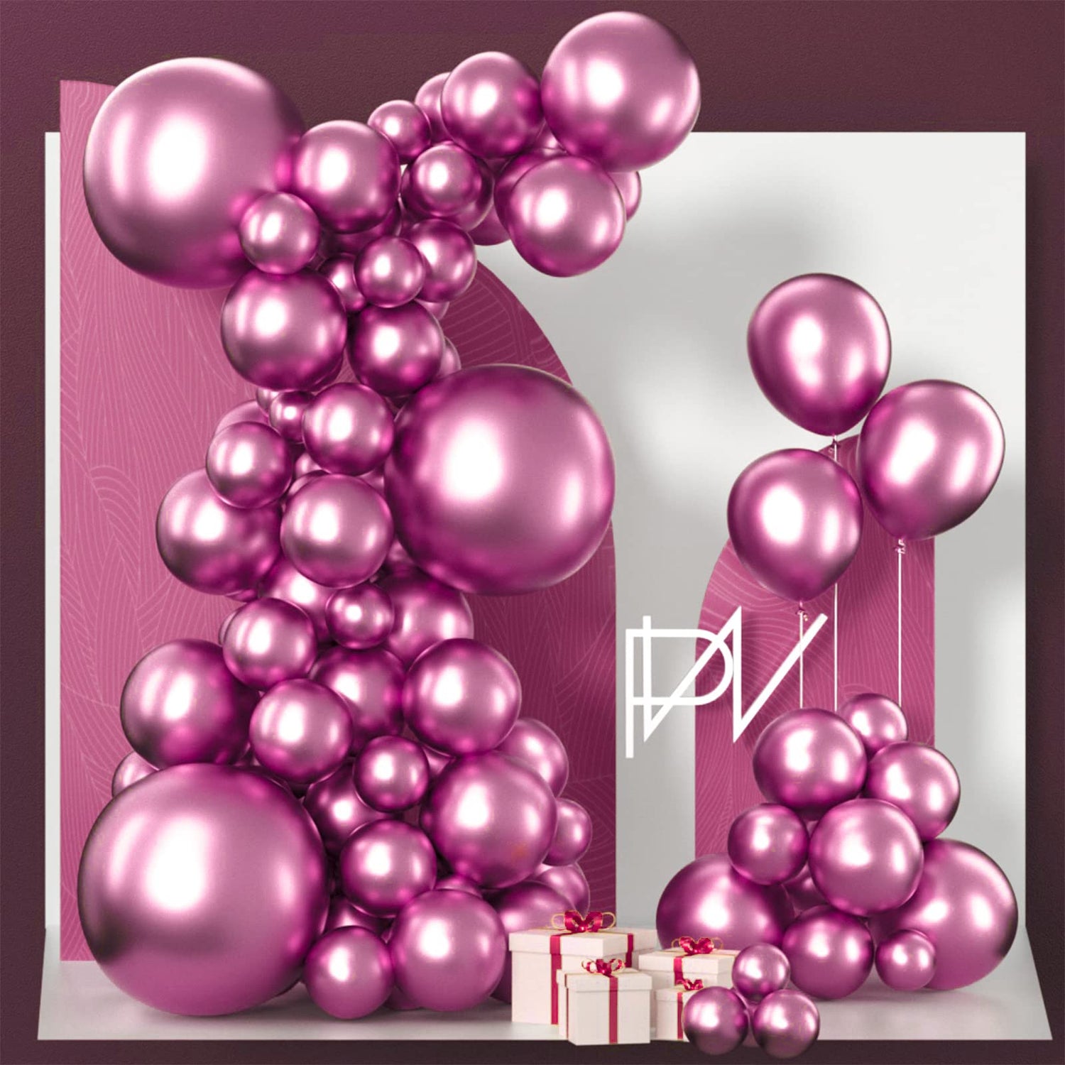 Pink-G114 Metallic Balloons Arch Kit Garland 100pcs (5/10/12/18 inch)