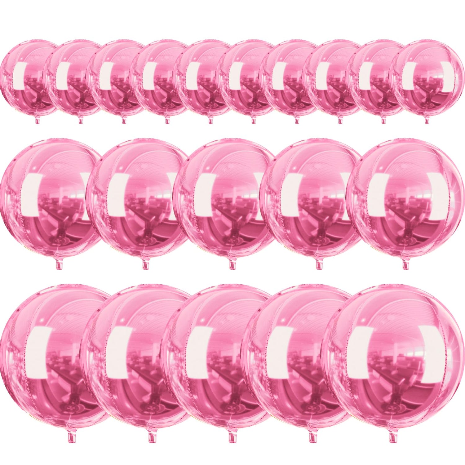 PartyWoo Pearl Pink Foil Balloons 20pcs Different Sizes Pack of 22 15 10 Inch Large Round Foil 4D Inflatable Mirror Ball Mylar Balloons for Baby Shower Birthday Gender Reveal Party Decorations