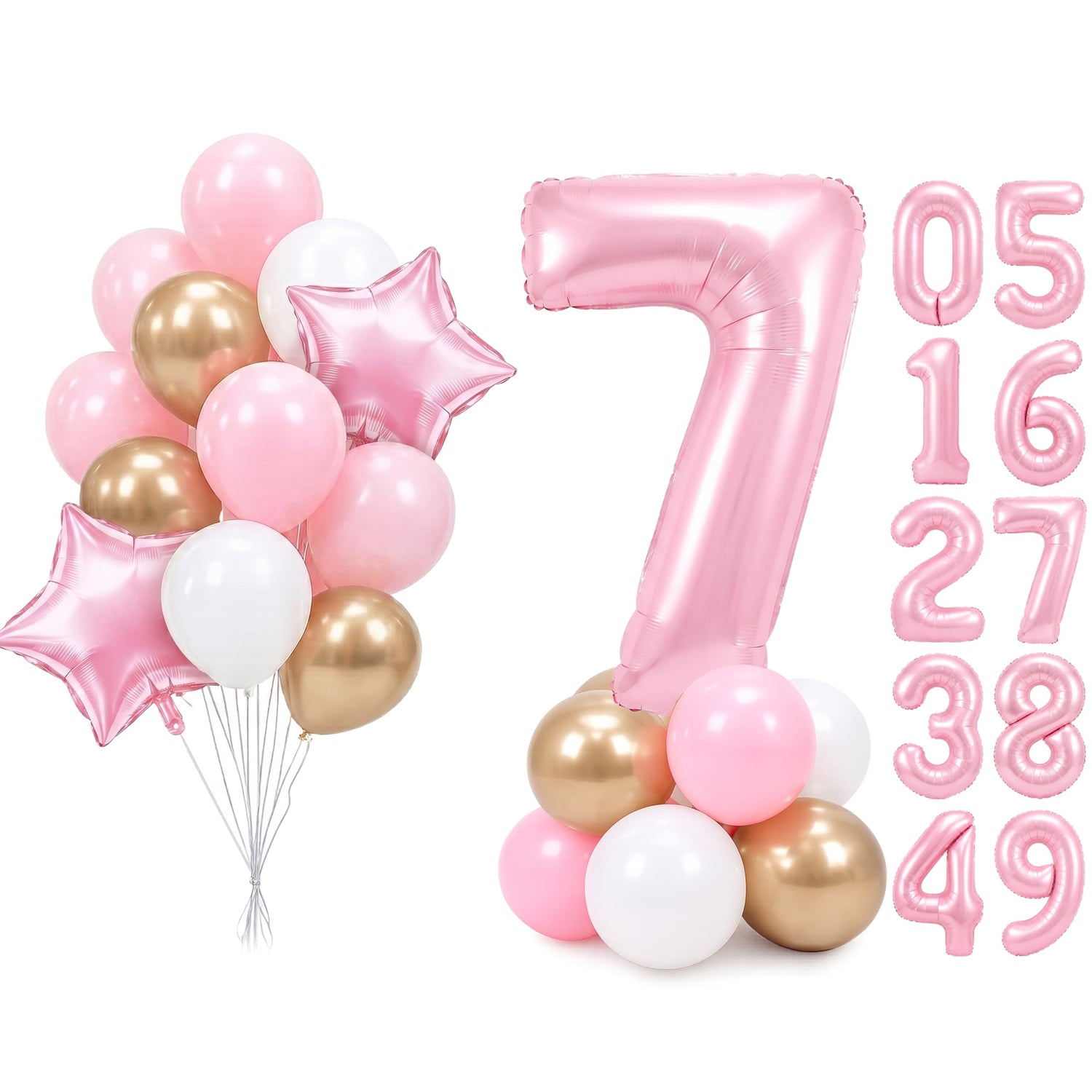 Baby Pink-A73 Number 7 Balloon Set 25pcs (40 inch)