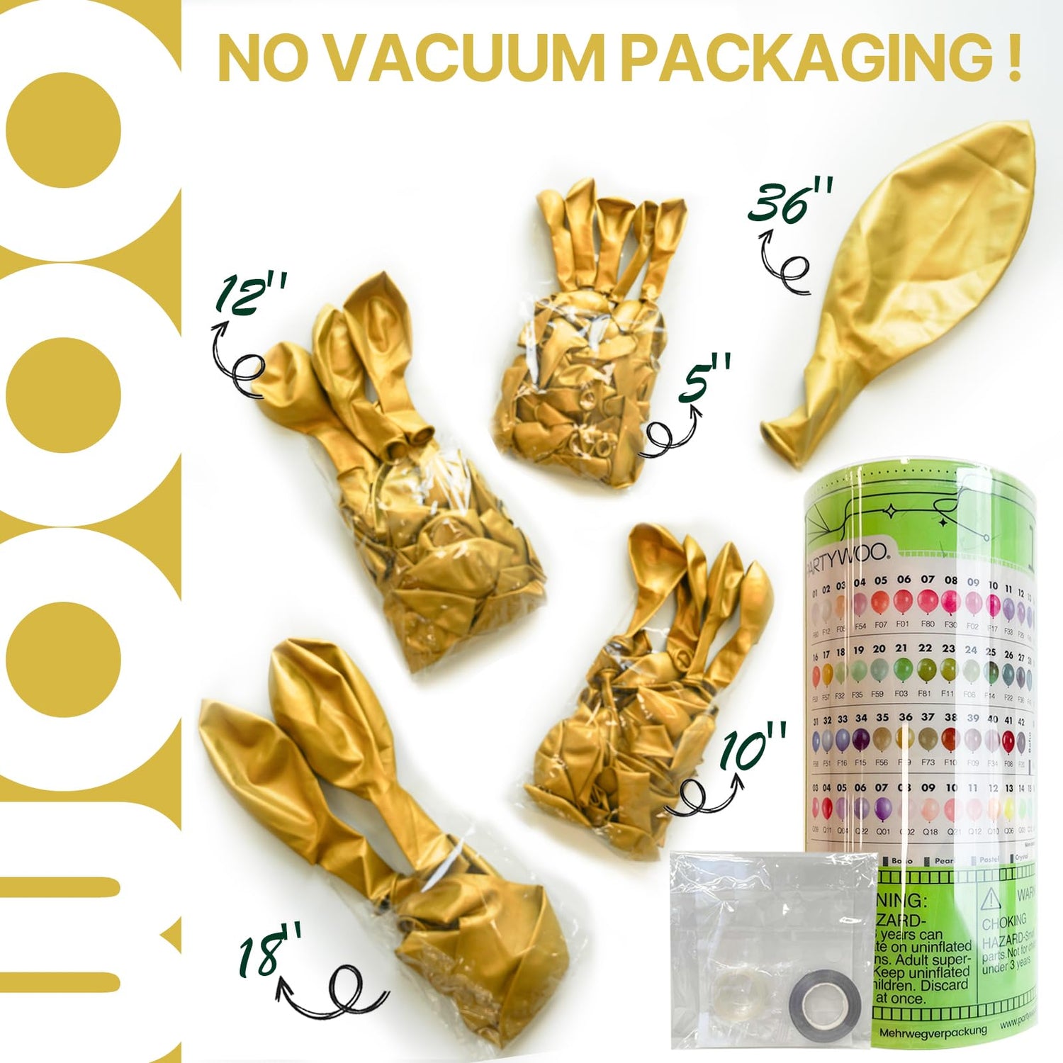 Gold-G101 Metallic Balloons Arch Kit Garland 127pcs (5/10/12/18/36 inch)