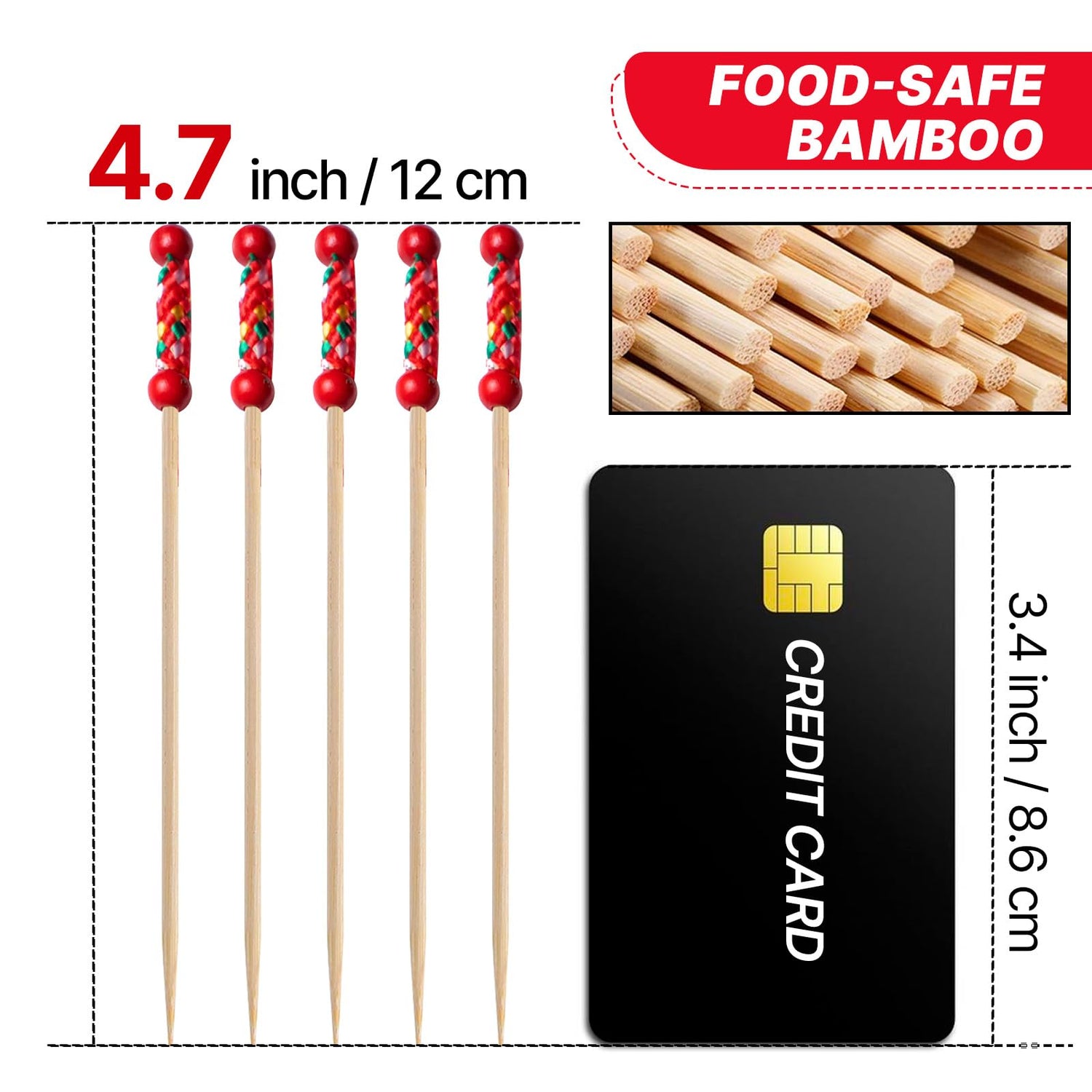 Red-LG04 Cocktail Picks (Bamboo) 100pcs