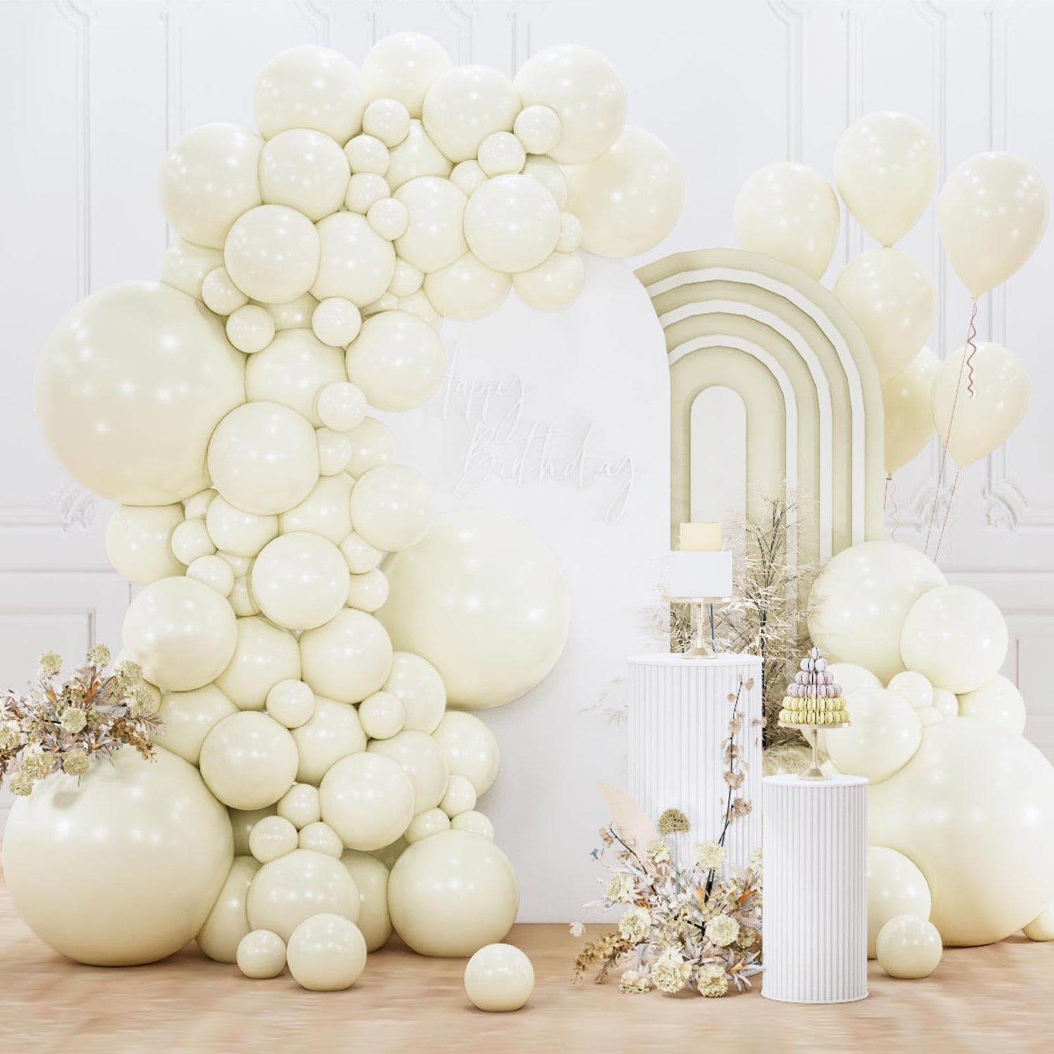 White-Q08 Balloons Arch Kit Garland 155pcs (5/10/12/18 inch)