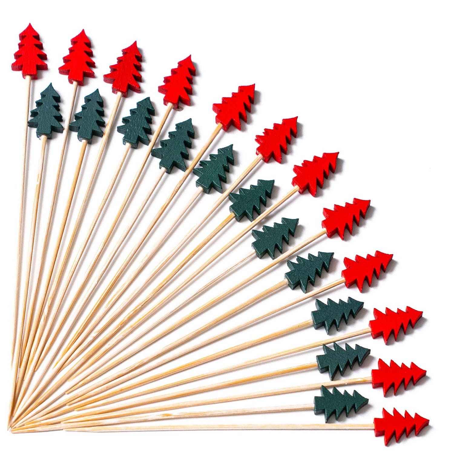 PartyWoo Cocktail Picks, 100 Counts 4.7 Inch Christmas Tree, Appetizer Toothpicks Decorative Toothpicks, Party for Decorations, Party Favors