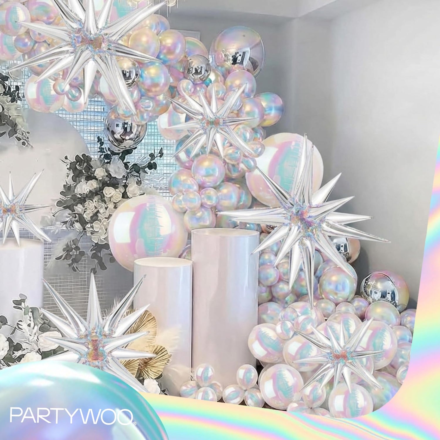 Transparent Iridescent-XC01 Foil Balloons 20pcs (10/12/22 inch)
