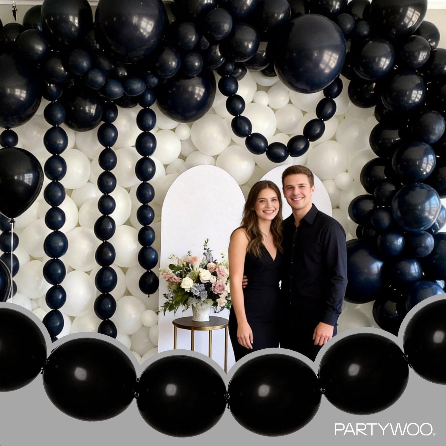 Black-Y18 Linking Balloons 100pcs (12 inch)