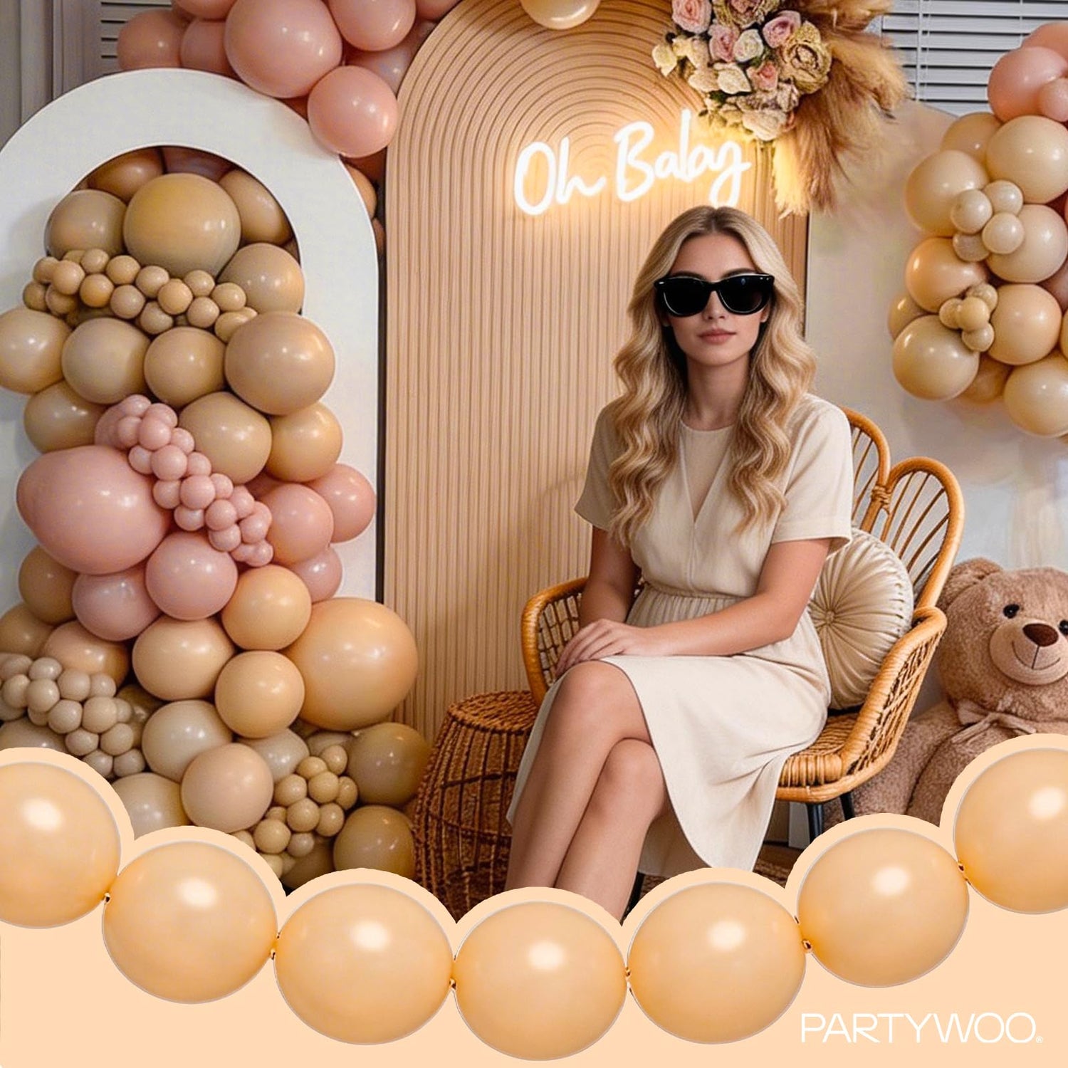 PartyWoo Nude Linking Balloons 100pcs 6 Inch Apricot Peach Beige Tan Link Balloons for Graduation Wedding Anniversary Birthday Engagement Boy Baby Shower Woodland Party Decorations Apricot-f05