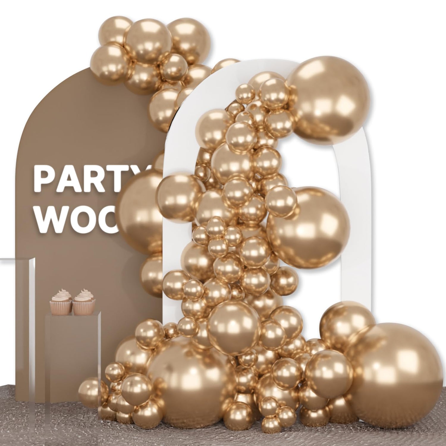 Gold-G127 Metallic Balloons Arch Kit Garland 140pcs (5/10/12/18 inch)