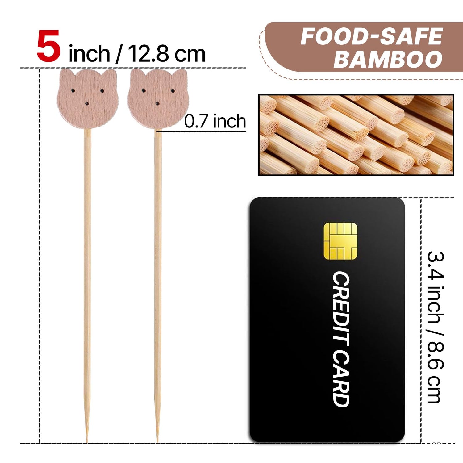 Natural Wood Cocktail Picks (Bamboo) 200pcs