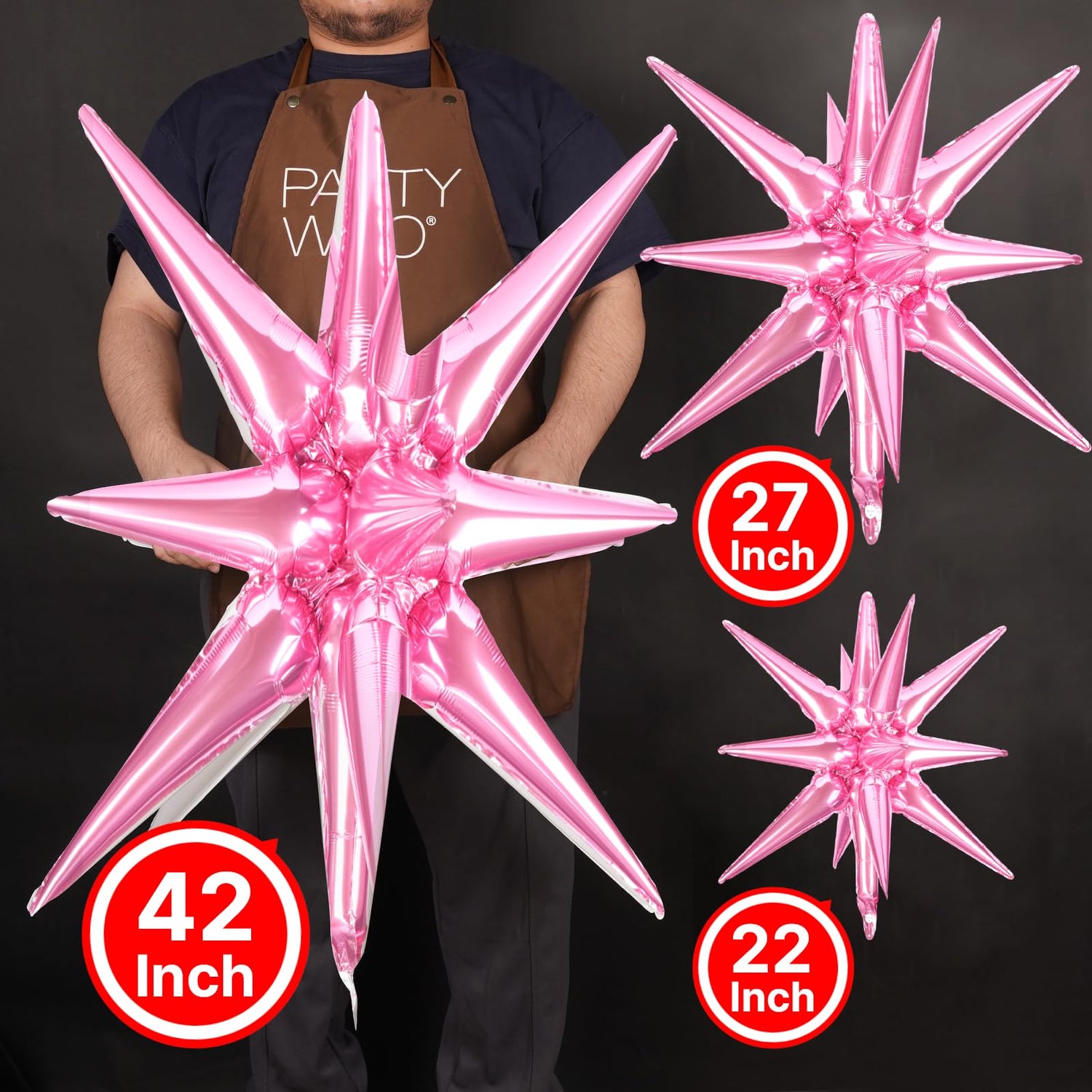 Pink-LG06 Foil Balloons 10pcs (22/27/42 inch)