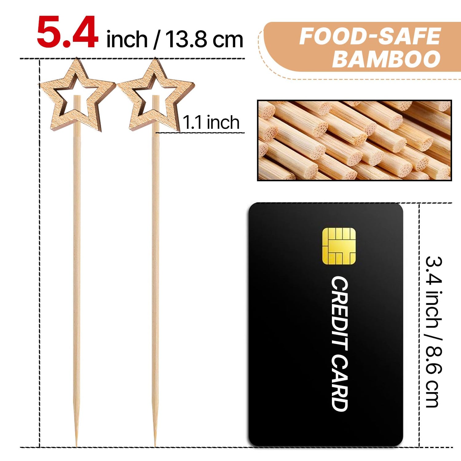 Natural Wood Cocktail Picks (Bamboo) 100pcs