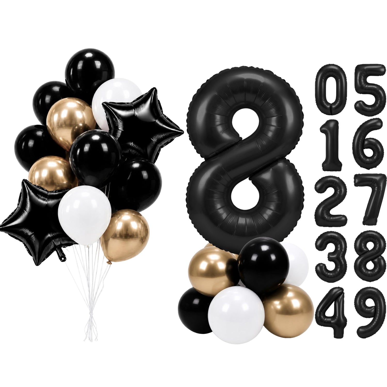 Black-LG12 Number 8 Balloon Set 25pcs (40 inch)