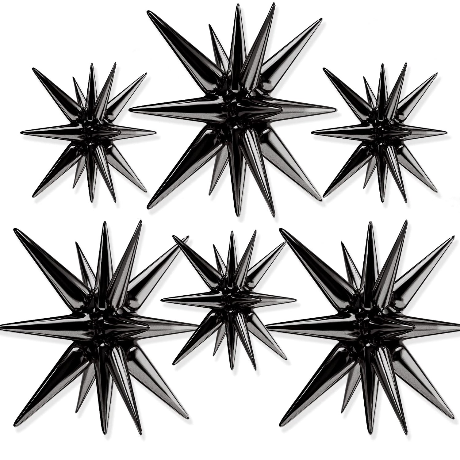 Black-LG12 Foil Balloons 6pcs (22/27 inch)