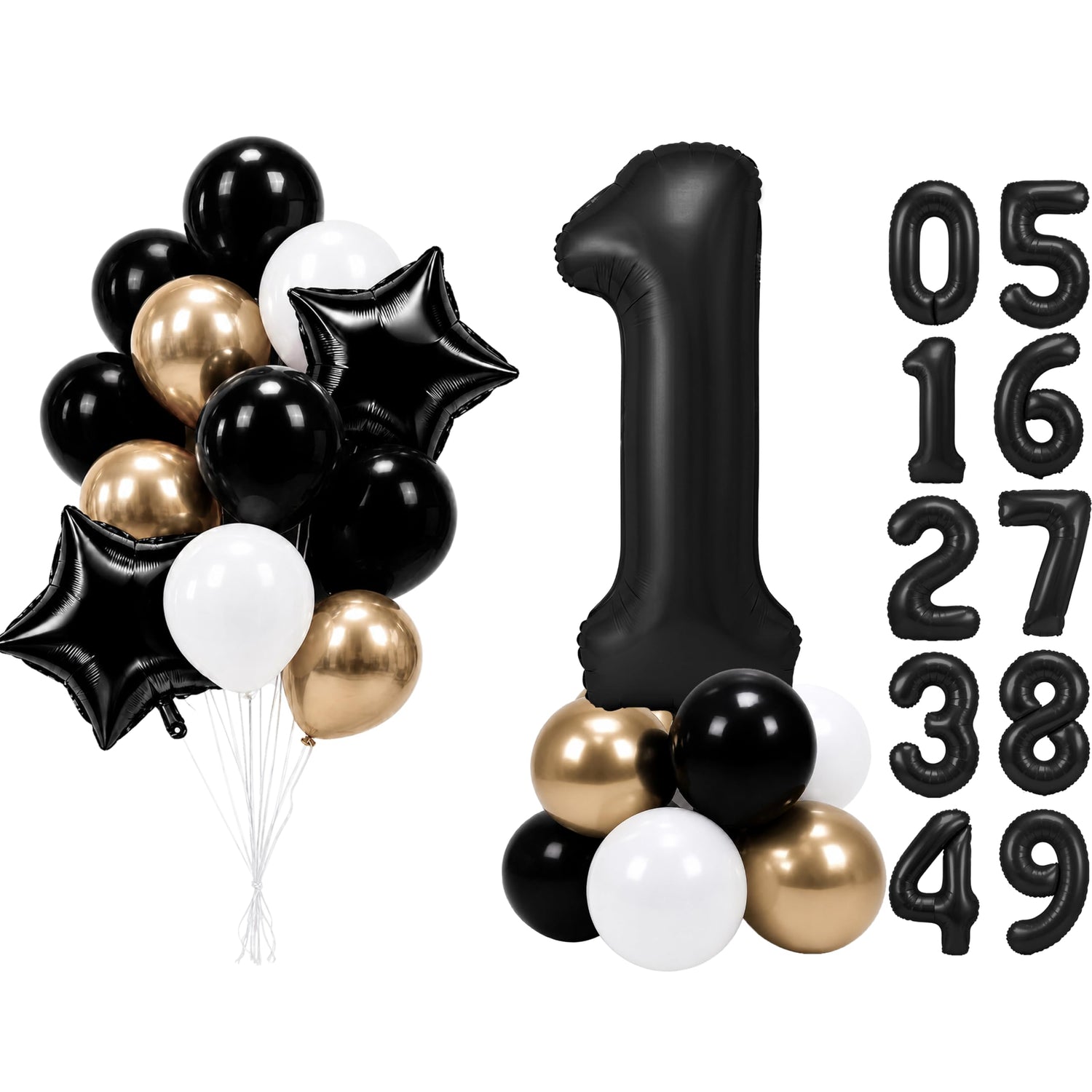 Black-LG12 Number 1 Balloon Set 25pcs (40 inch)