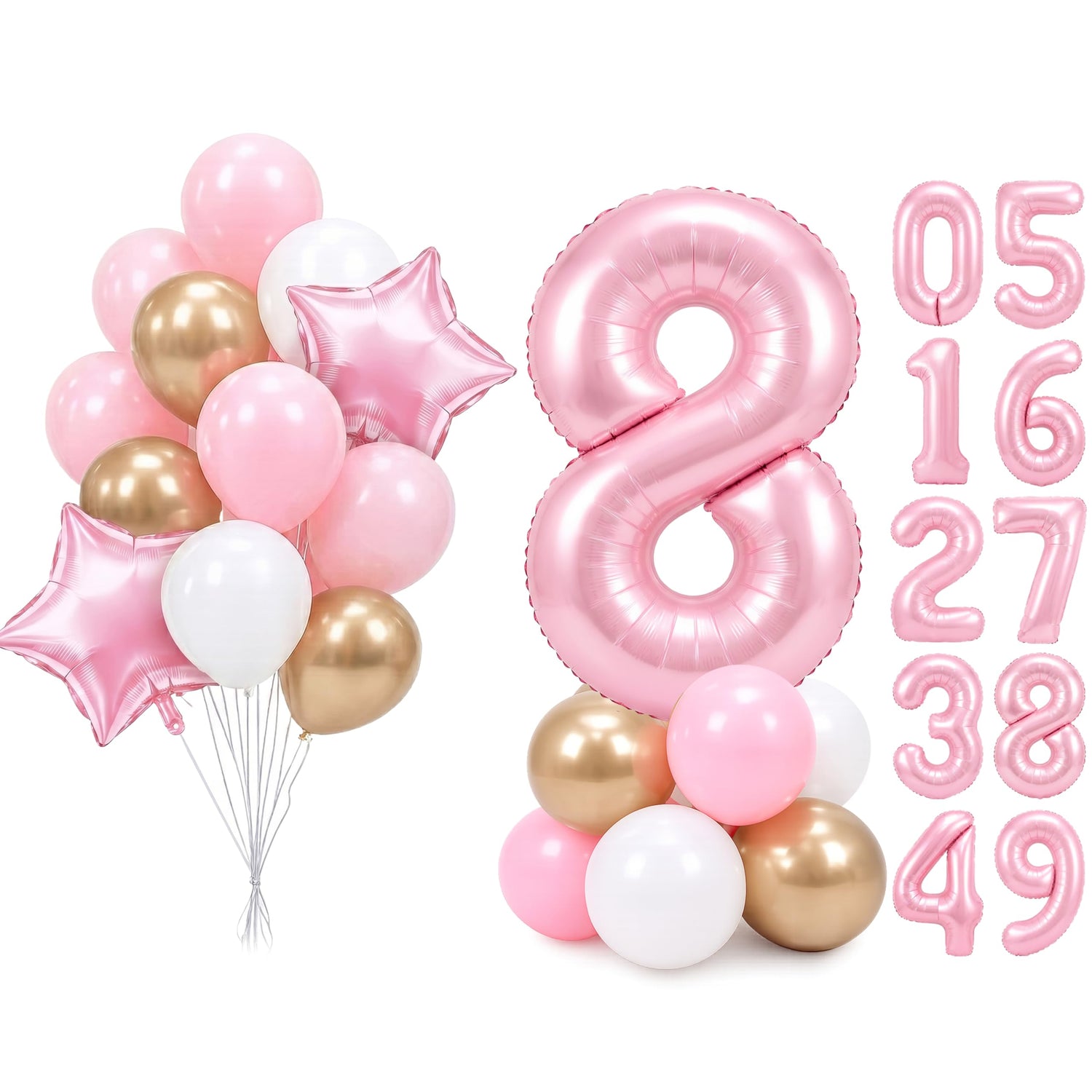 Baby Pink-A73 Number 8 Balloon Set 25pcs (40 inch)