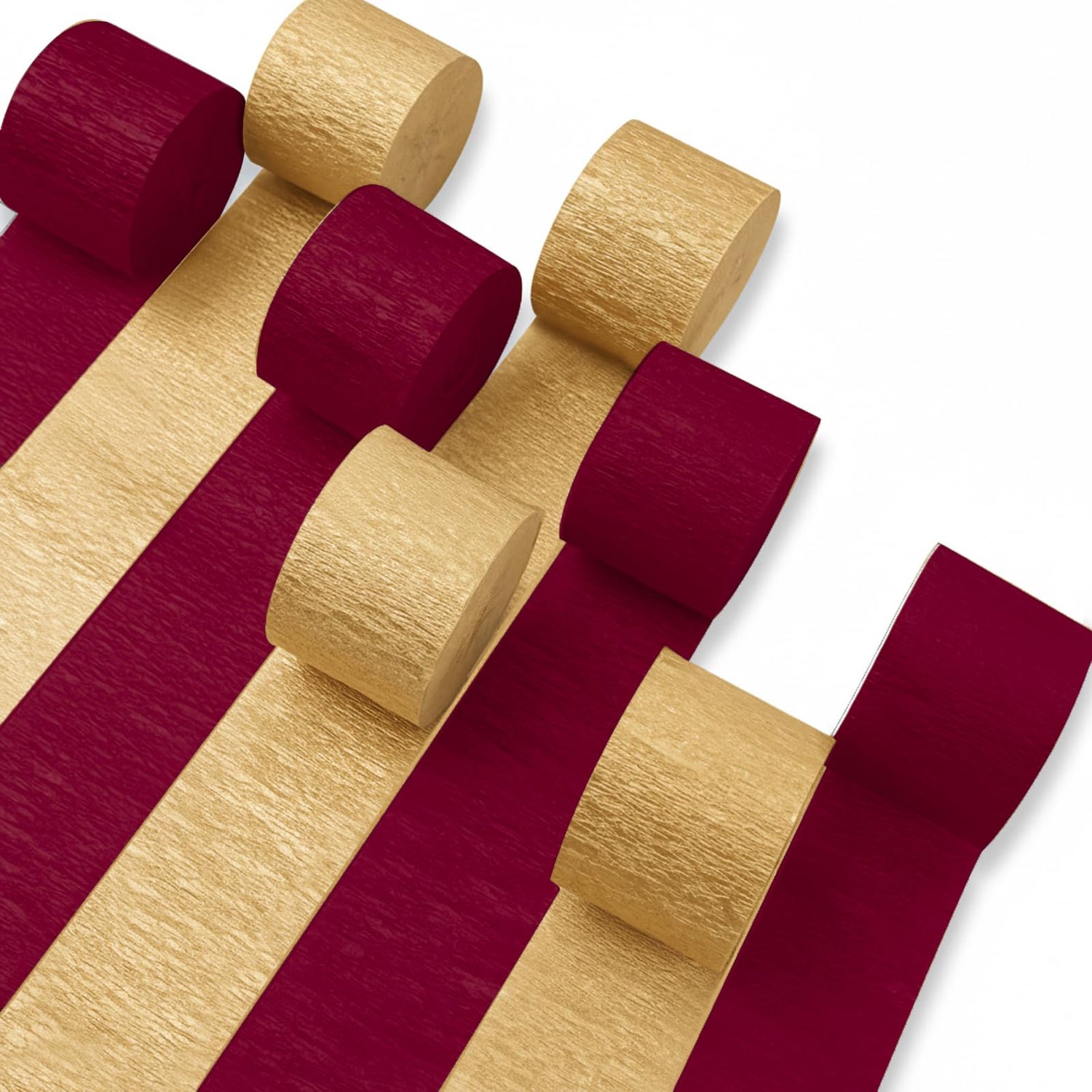 Burgundy & Gold Crepe Paper 8pcs