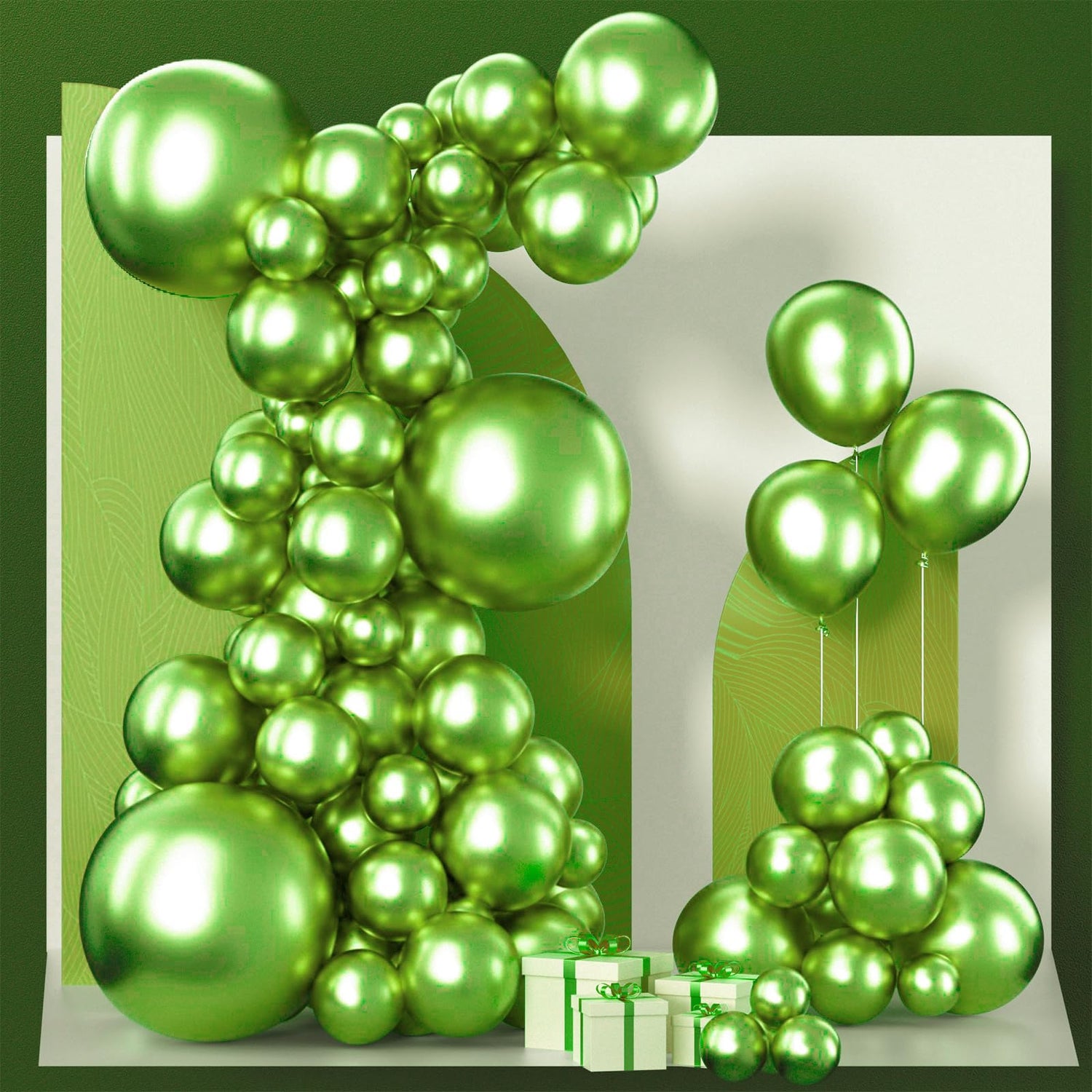Green-G121 Metallic Balloons Arch Kit Garland 100pcs (5/10/12/18 inch)