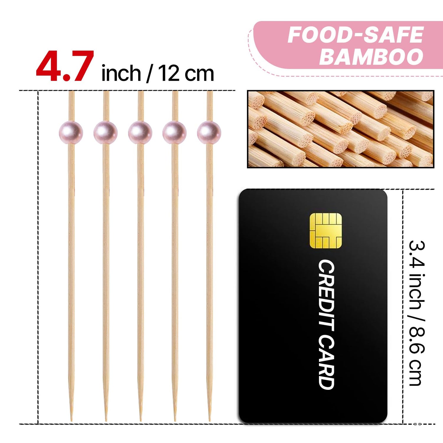 Pink-LG713 Cocktail Picks (Bamboo) 200pcs