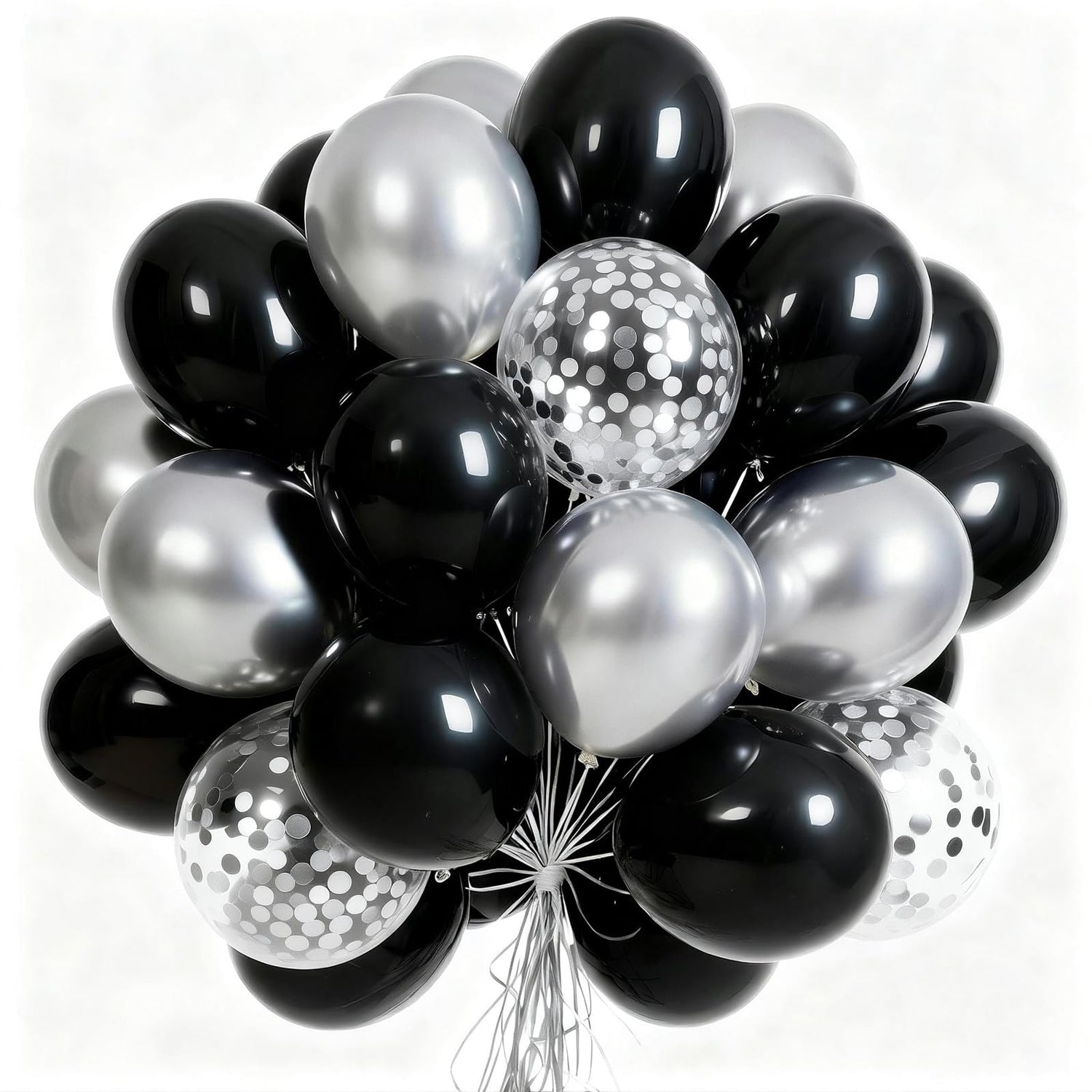 Black & Silver Balloons 65pcs