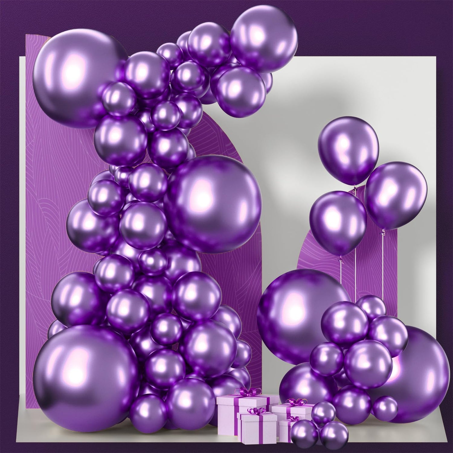Purple-G105 Metallic Balloons Arch Kit Garland 130pcs (5/10/12/18 inch)