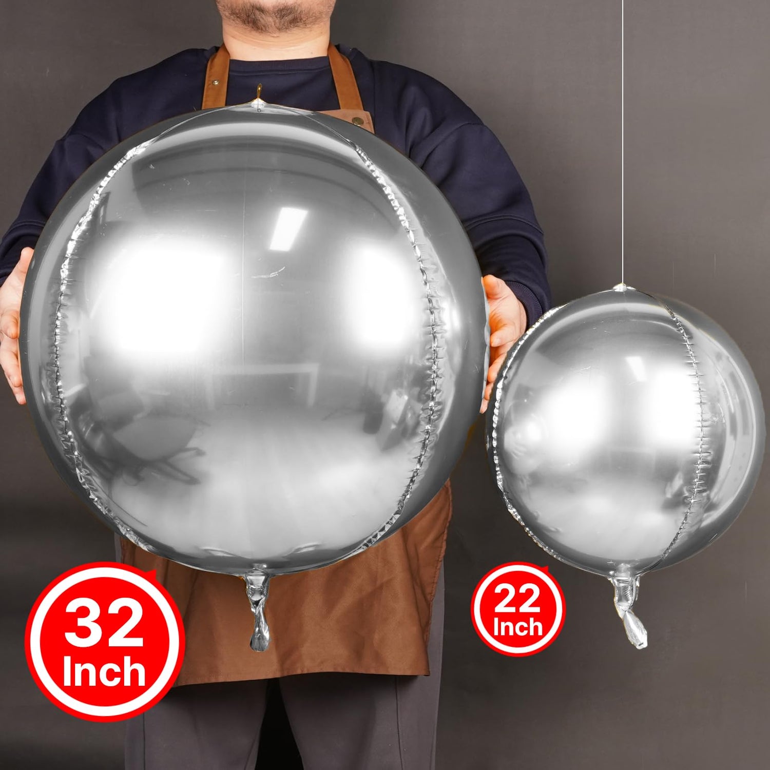 Silver-LG02 Foil Balloons 6pcs (32 inch)