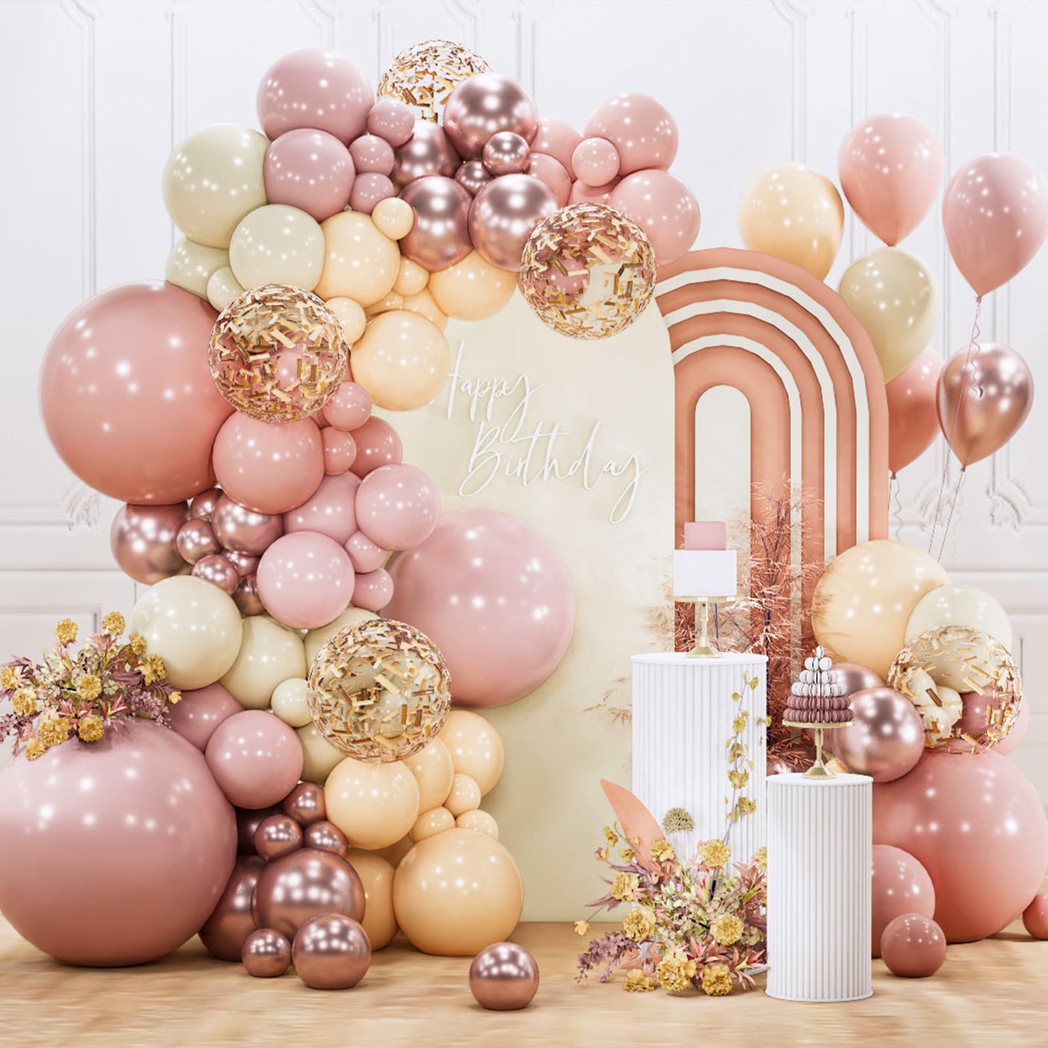 Vintage Pink Ombre Balloons Arch Kit Garland 140pcs (5/10/12/18 inch)