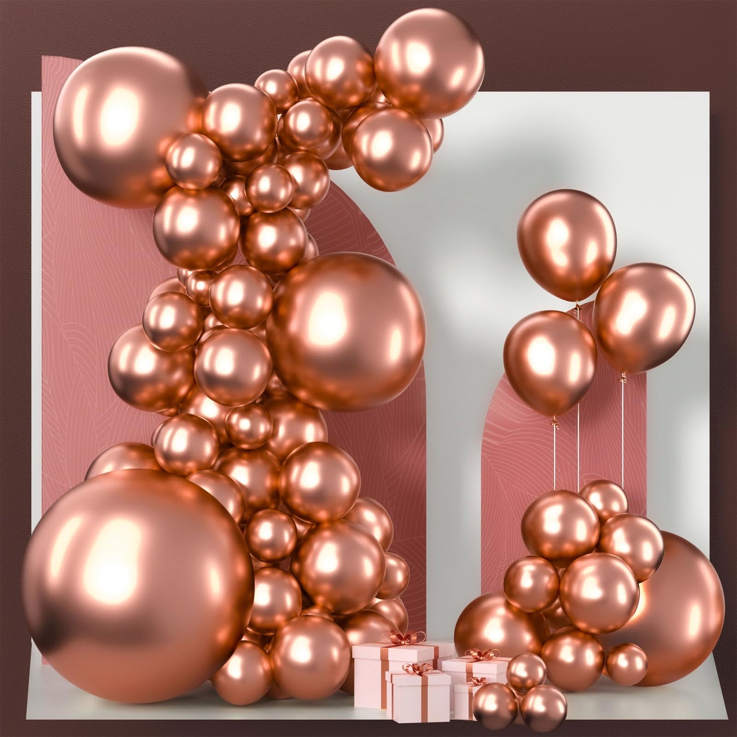 Rose Gold-G107 Metallic Balloons Arch Kit Garland 100pcs (5/10/12/18/36 inch)