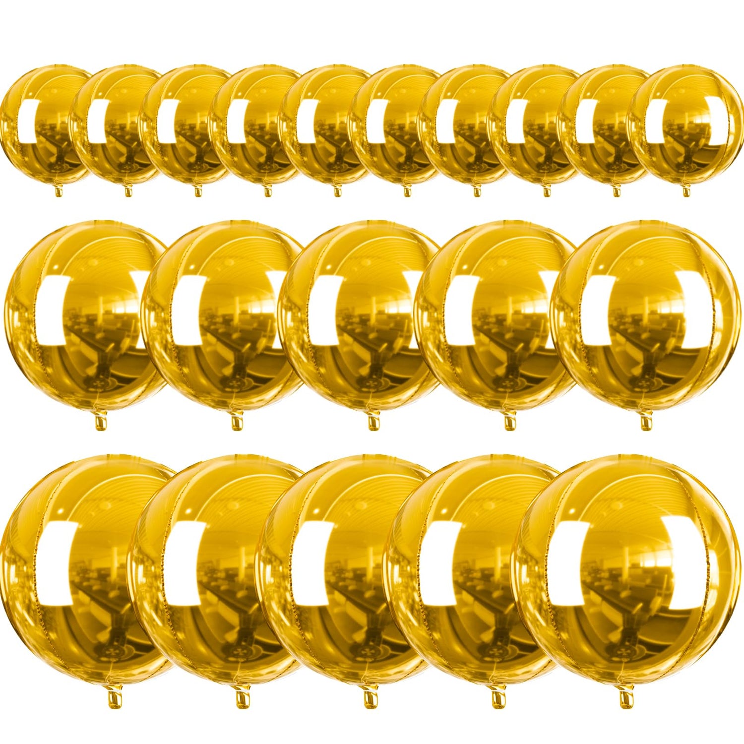 PartyWoo Metallic Gold Foil Balloons 20pcs Different Sizes Pack of 22 15 10 Inch Large Round Foil 4D Inflatable Mirror Ball Mylar Balloons for Graduation Birthday Baby Shower Party Decorations