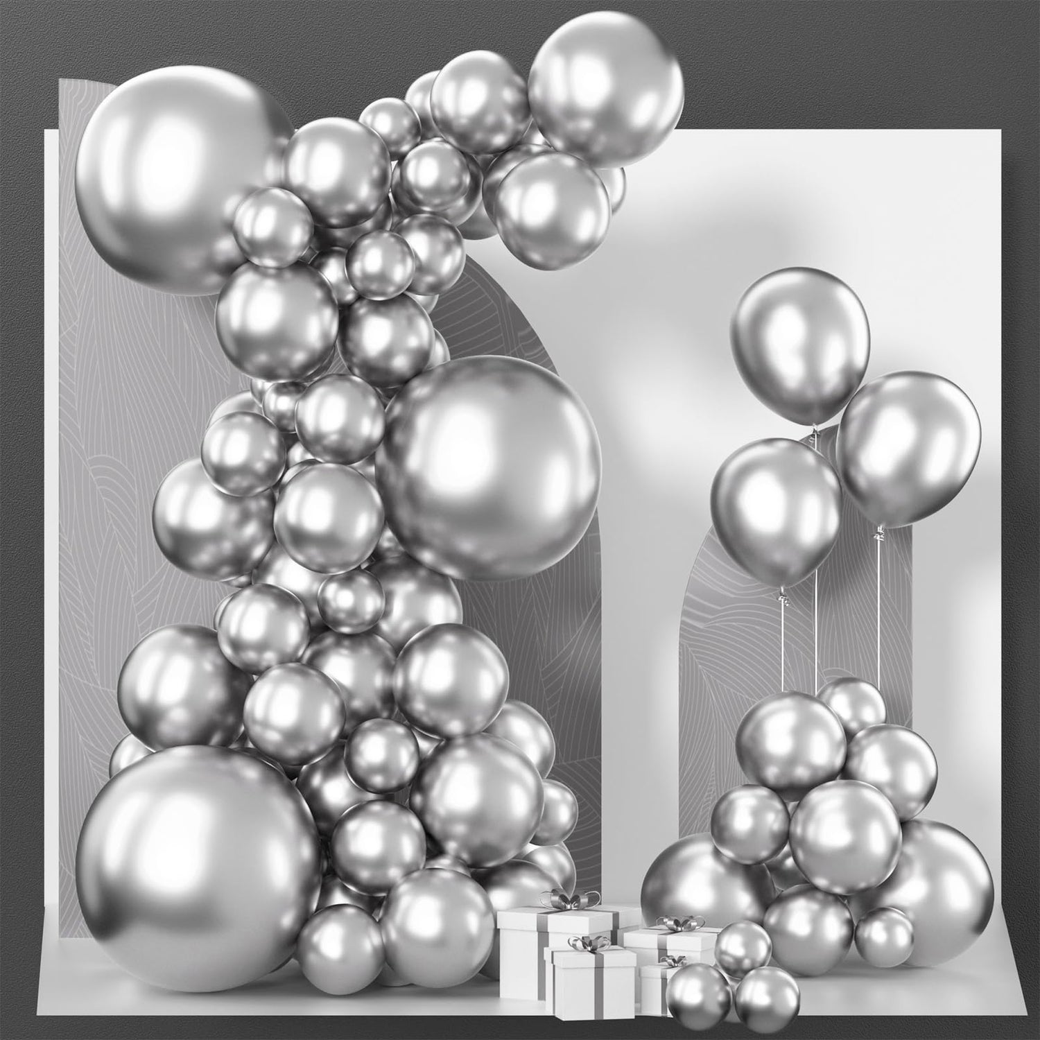 Silver-G102 Balloons Arch Kit Garland 85pcs (5/10/12/18 inch)