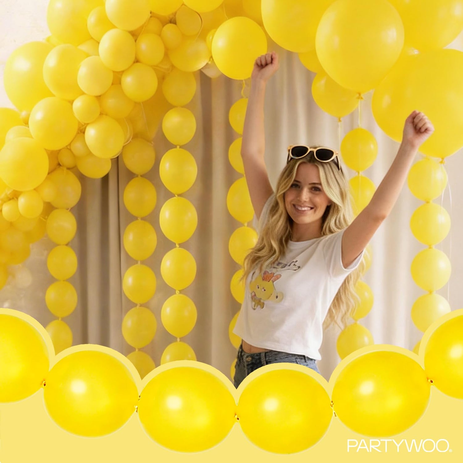 Yellow-Y55 Linking Balloons 100pcs (12 inch)