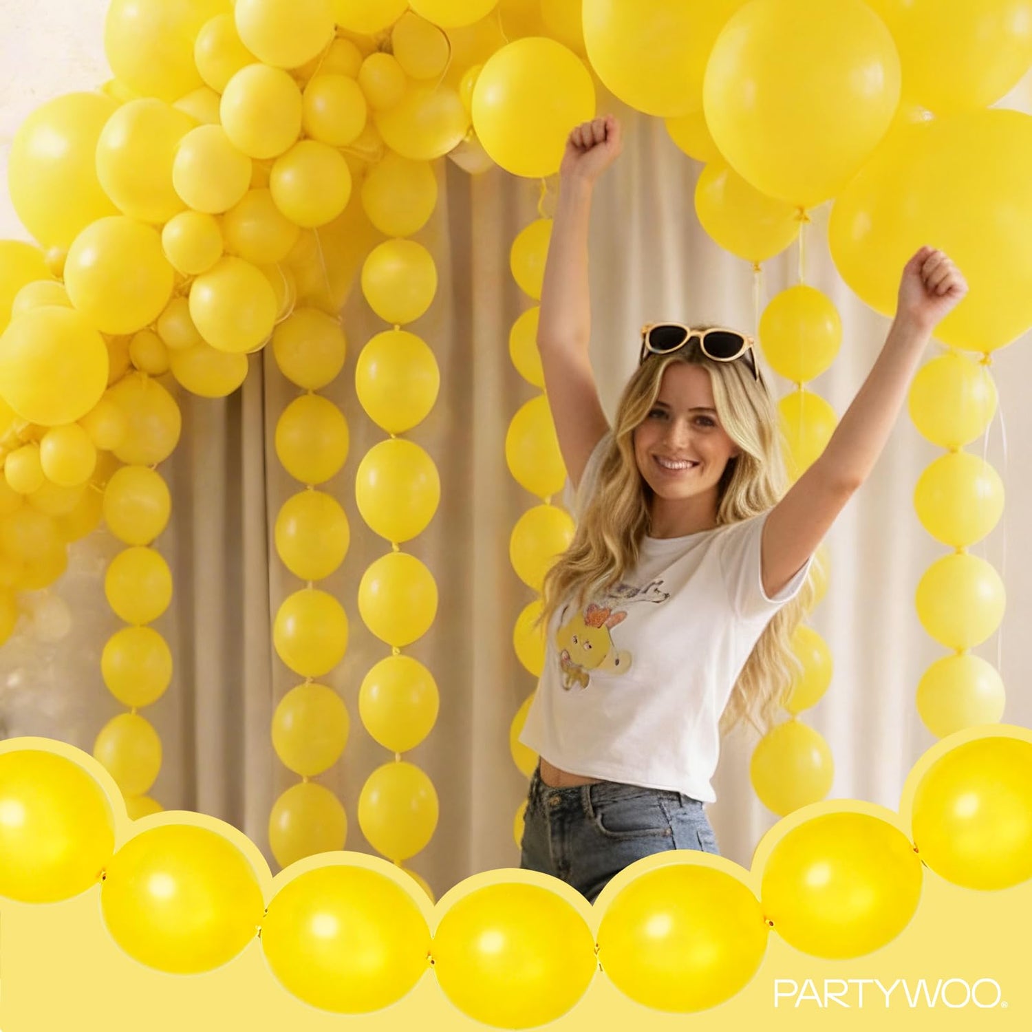 Yellow-Y55 Linking Balloons 100pcs (6 inch)