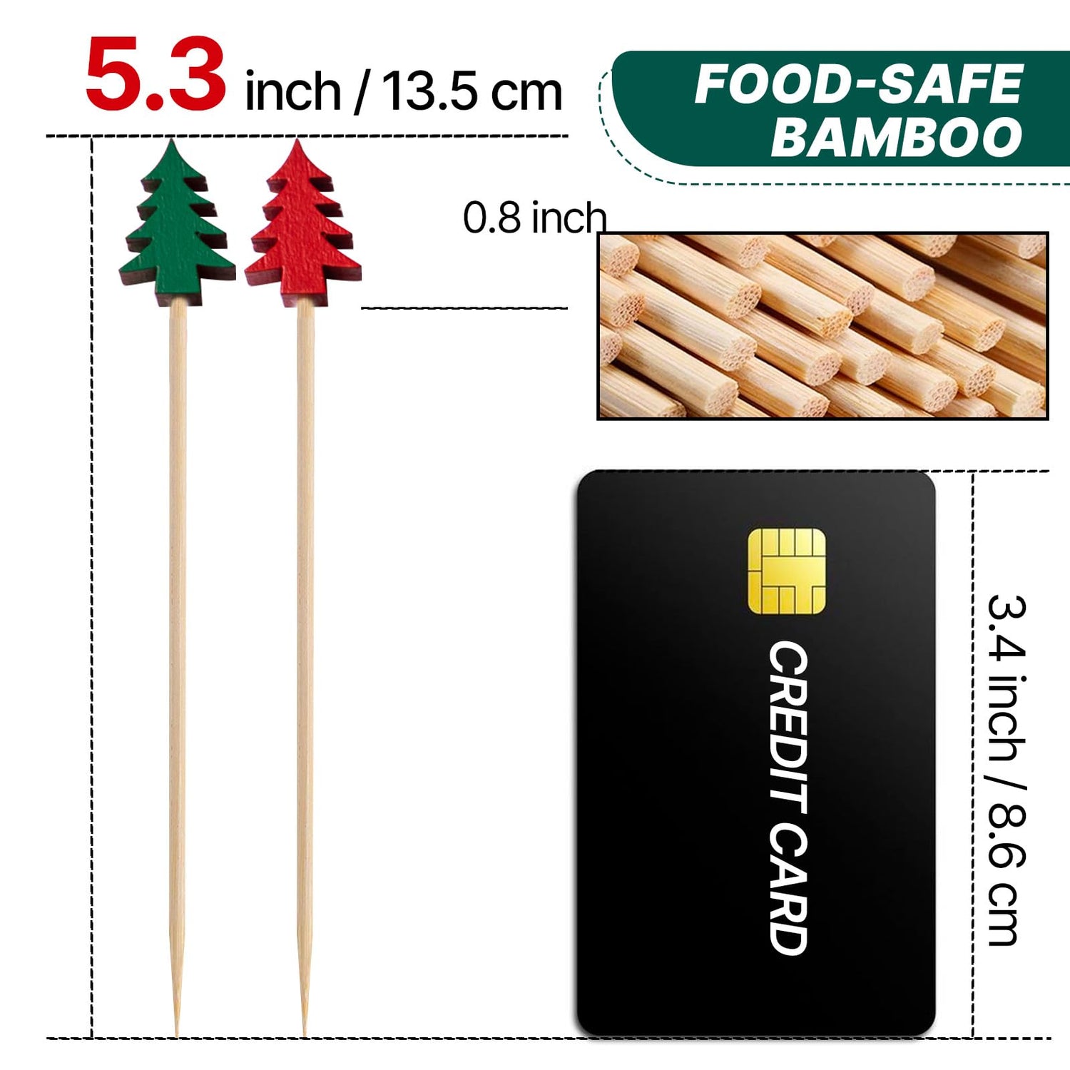 PartyWoo Cocktail Picks, 100 Counts 4.7 Inch Christmas Tree, Appetizer Toothpicks Decorative Toothpicks, Party for Decorations, Party Favors