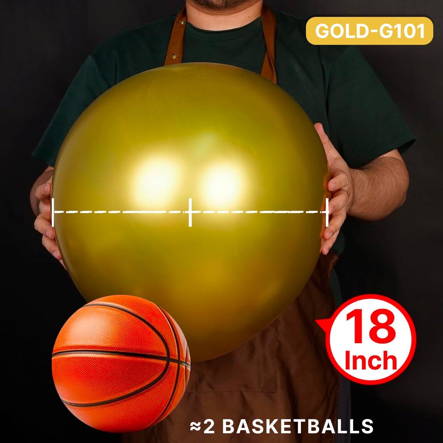 Gold-G101 Metallic Balloons 20pcs (18 inch)