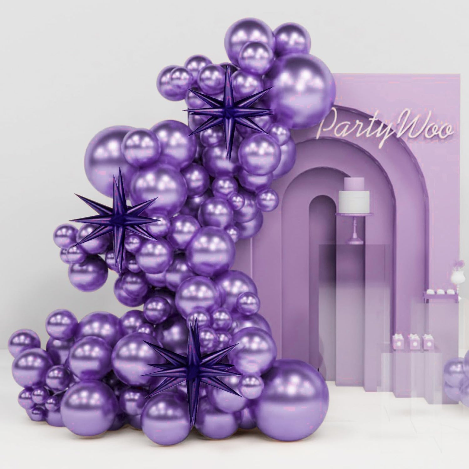 Purple-G105 Metallic Balloons Arch Kit Garland 110pcs (5/10/12/18 inch)