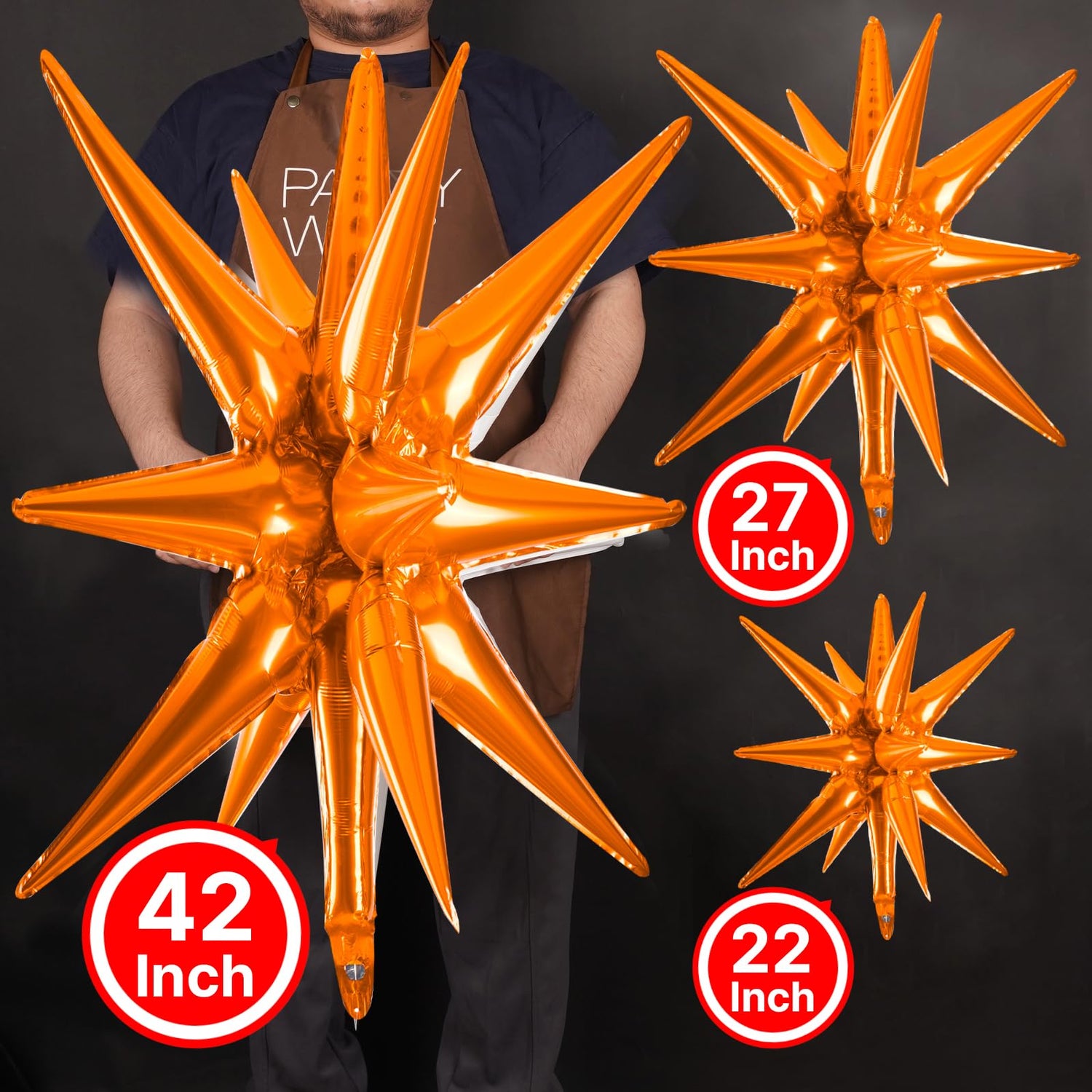 Orange-L12 Foil Balloons 10pcs (22/27/42 inch)