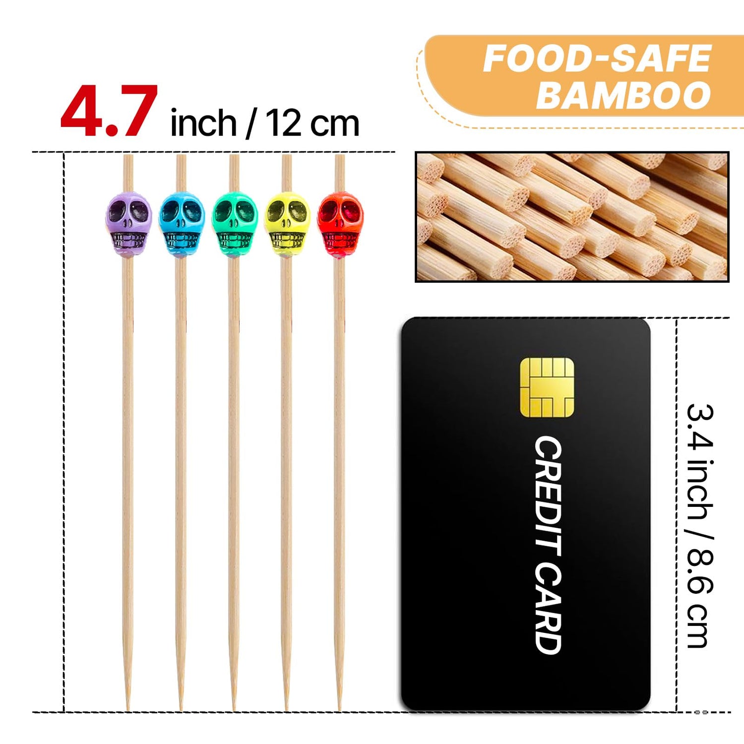 Multicolored Cocktail Picks (Bamboo) 100pcs