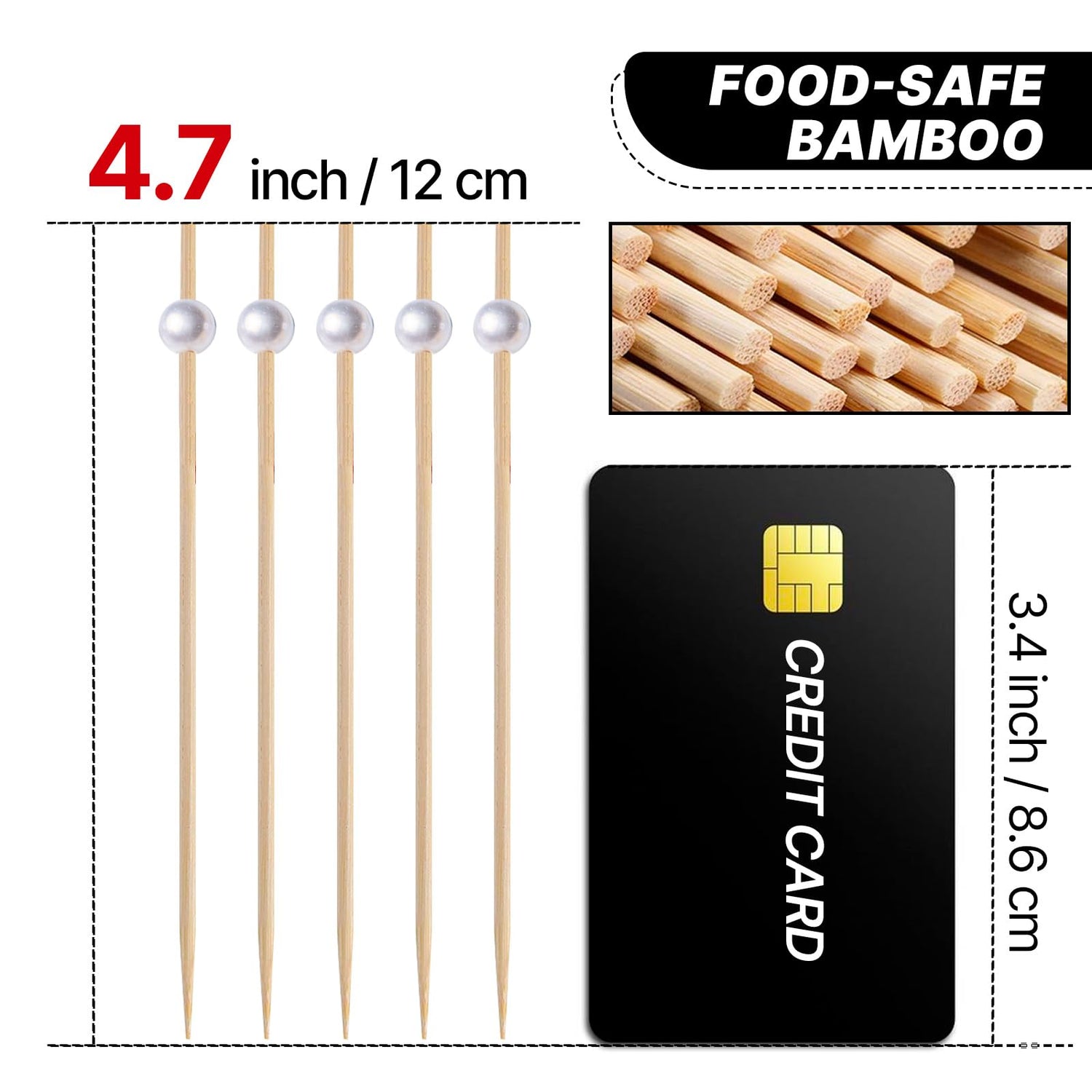 White-LG12 Cocktail Picks (Bamboo) 300pcs