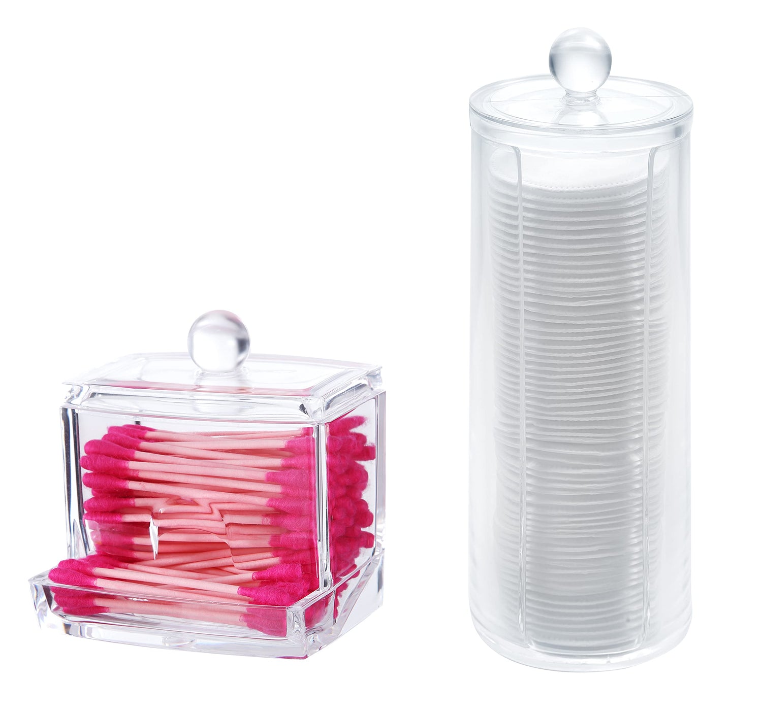 PuTwo Cotton Pads Holder Q-Tips Cotton Swab Q-Tips Holder Cotton Balls Dispenser - 2 Pack