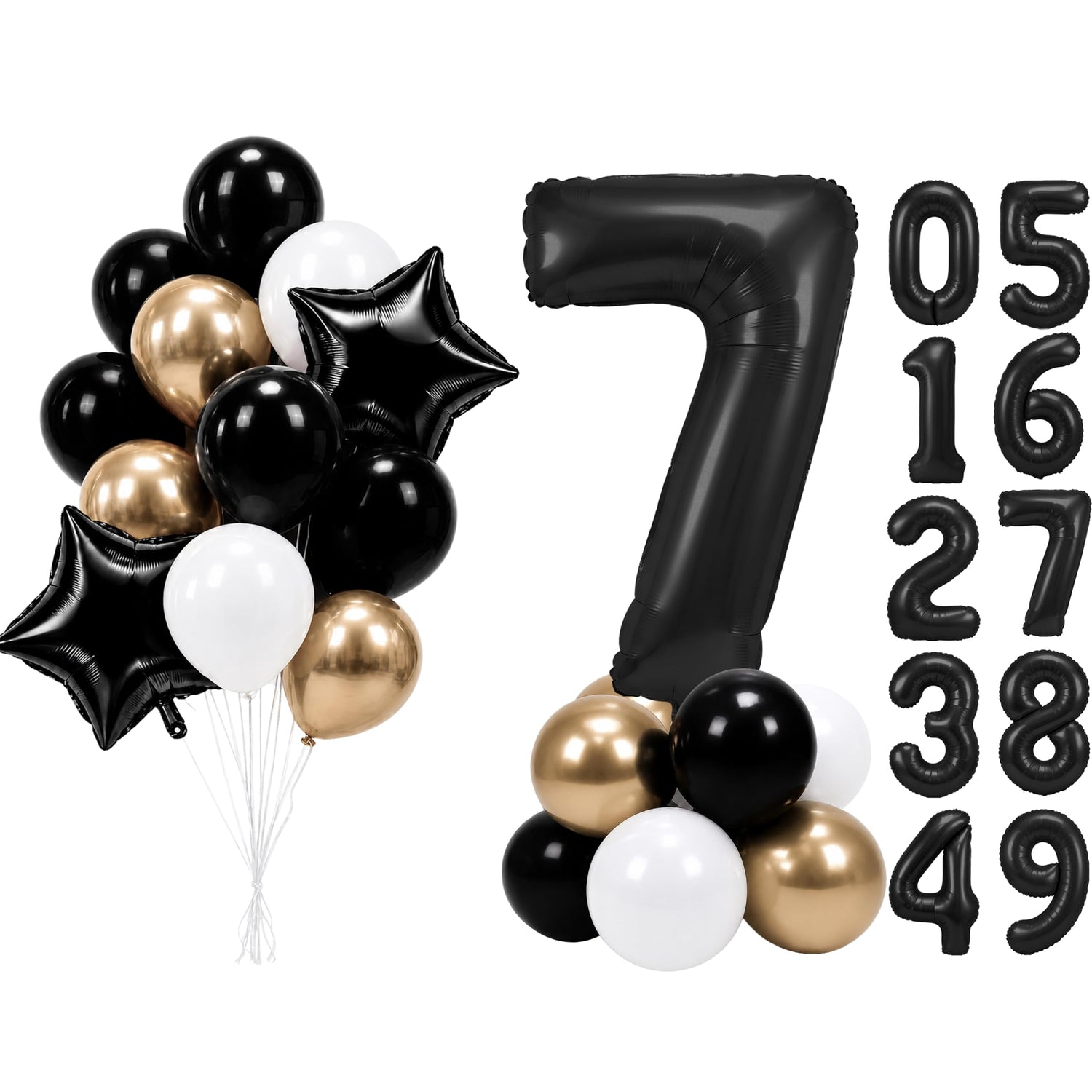 Black-LG12 Number 7 Balloon Set 25pcs (40 inch)