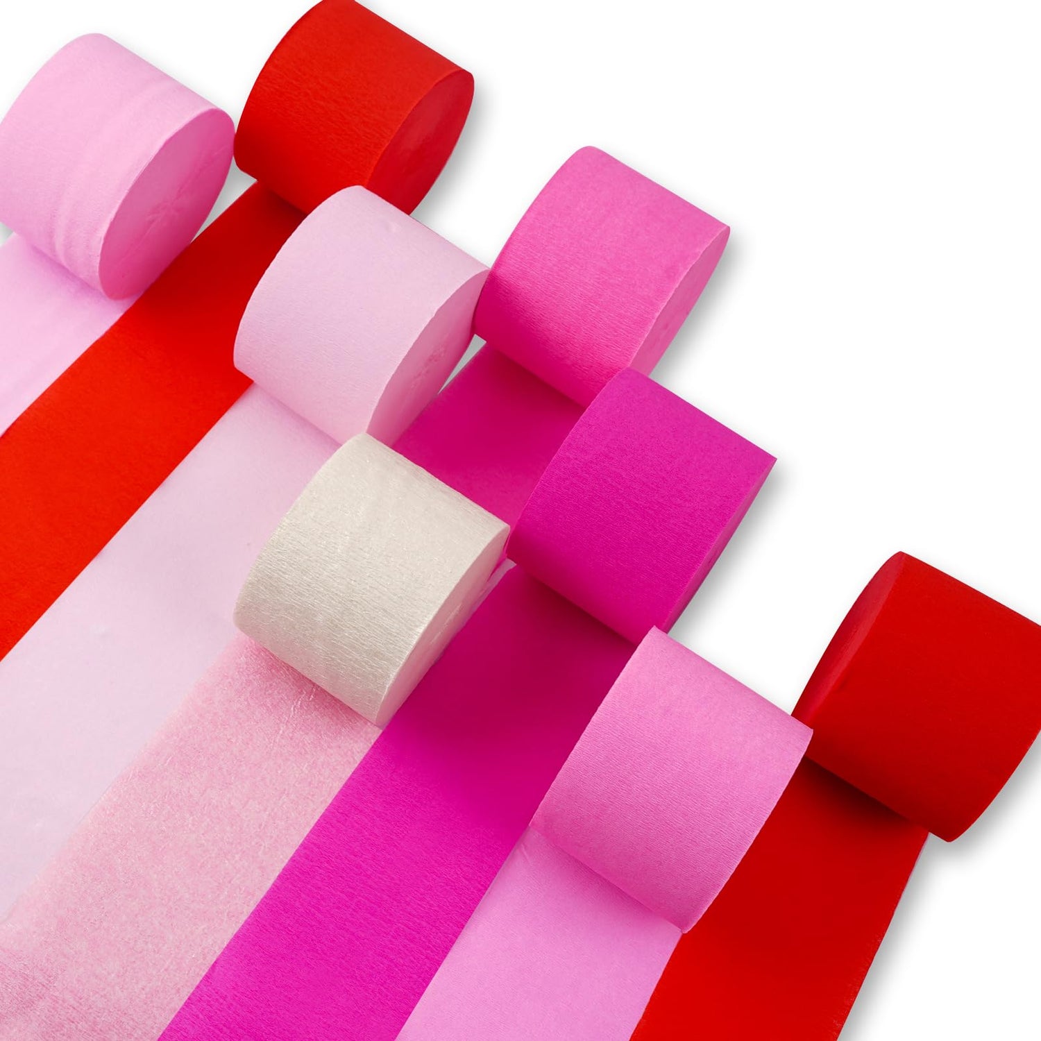 Pink & Red & White Crepe Paper 8pcs